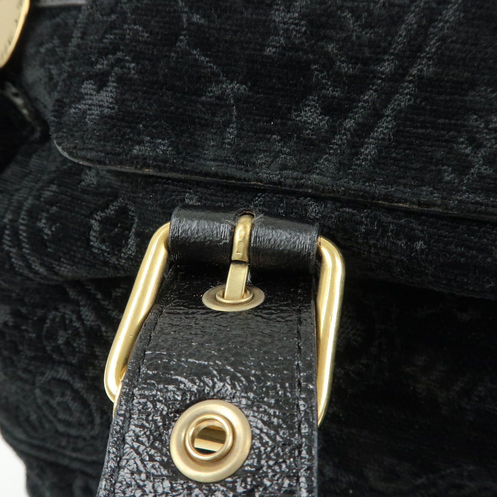 STELLA MCCARTNEY Canvas Leather Tote Hand Bag Paisley Pattern Black