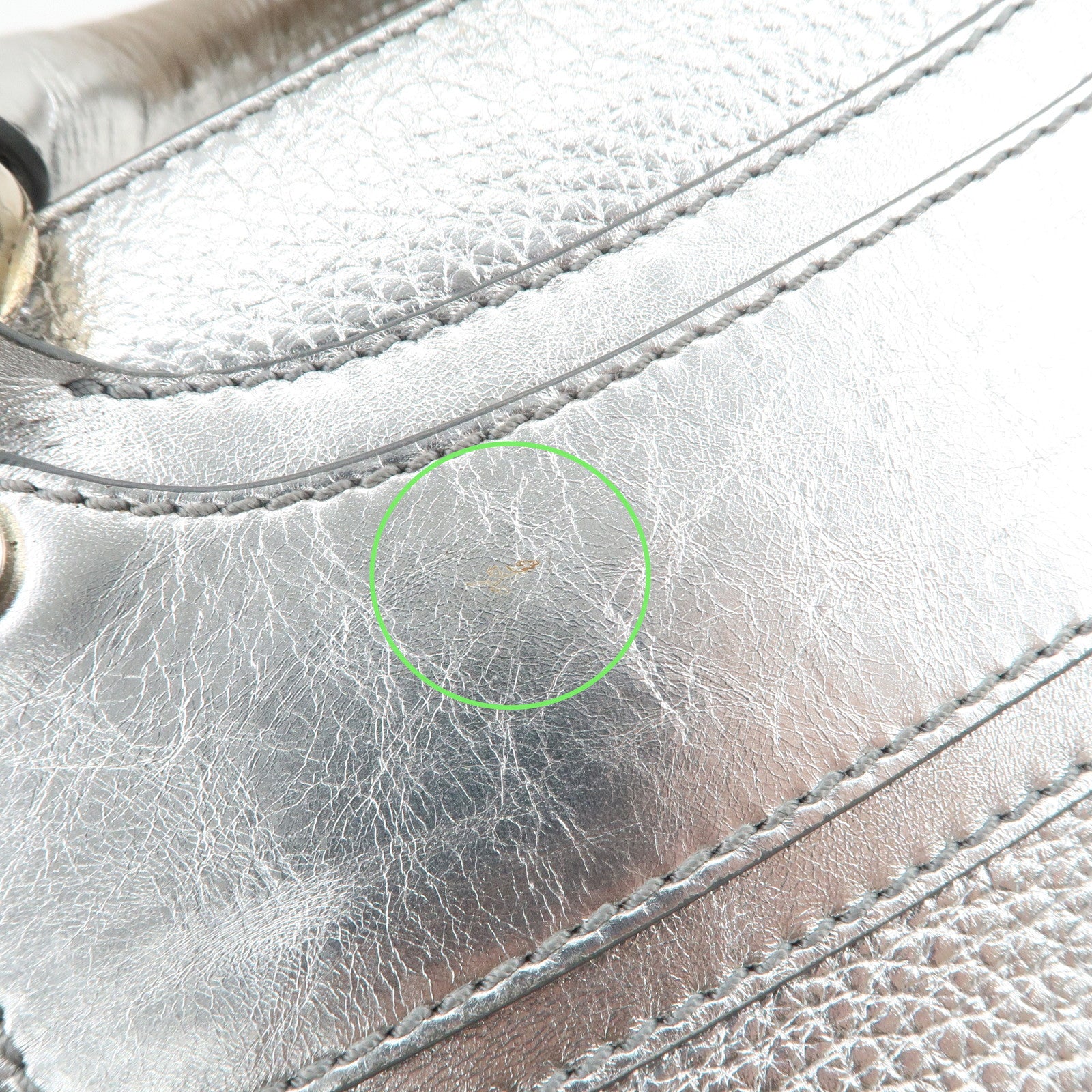 CELINE Leather Boogie Bag Hand Bag Tote Bag Silver