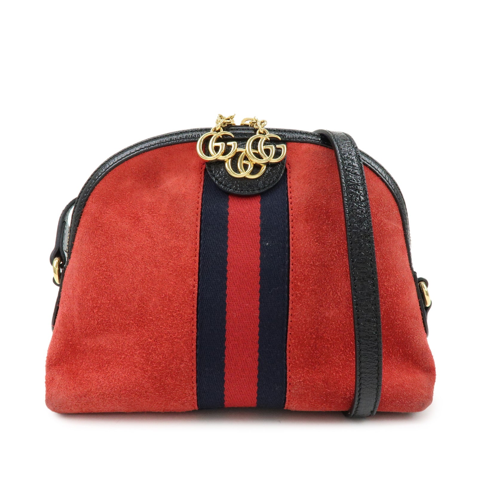 GUCCI Sherry Suede Leather Shoulder Crossbody Bag Red Navy 499621