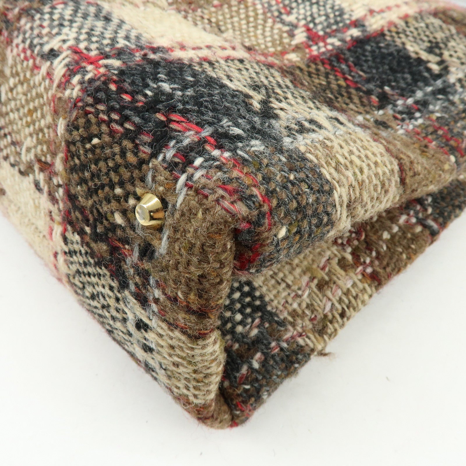 BURBERRY Tweed Patend leaether Suede Tote Bag Beige Black