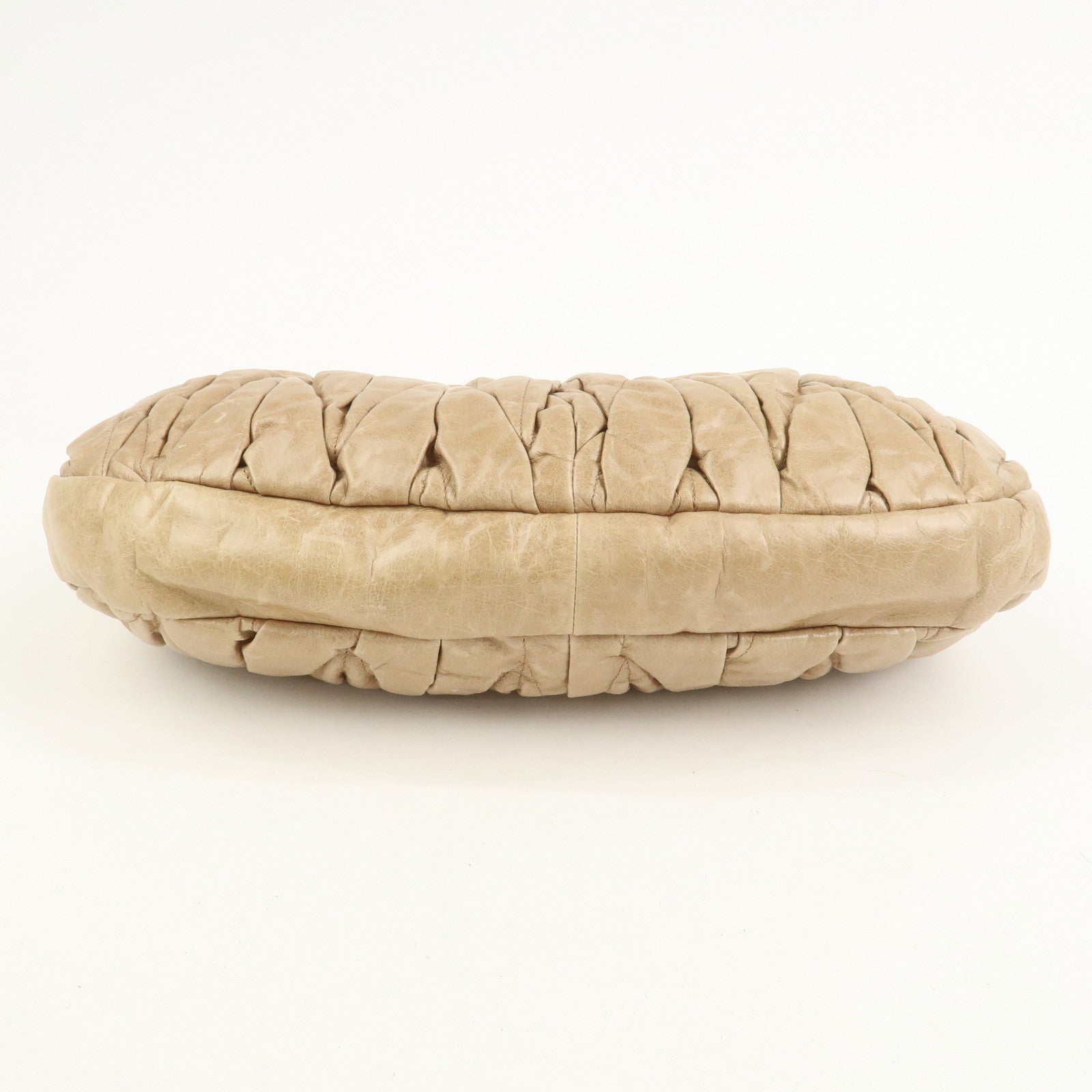 MIU MIU Matelasse Leather Hand Bag Light Brown RR1300