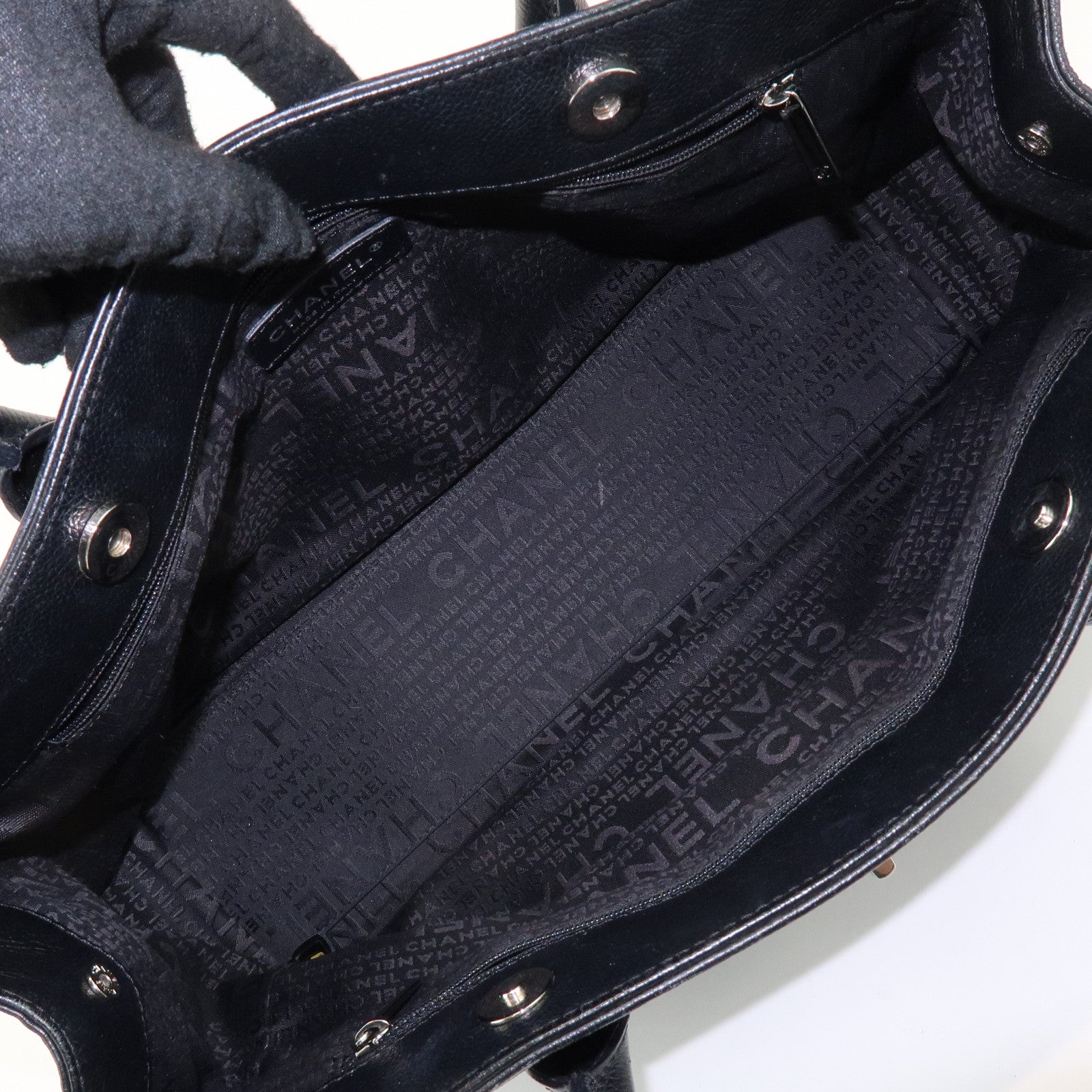CHANEL 2.55 Calf Leather Executive Tote Bag Hand Bag Black