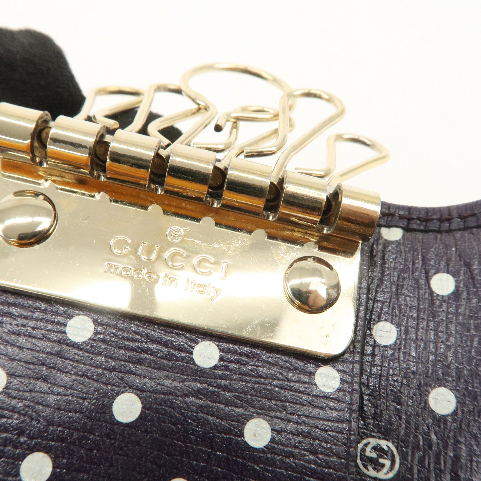 GUCCI Interlocking G Leather 6 Rings Key Case Purple 309706