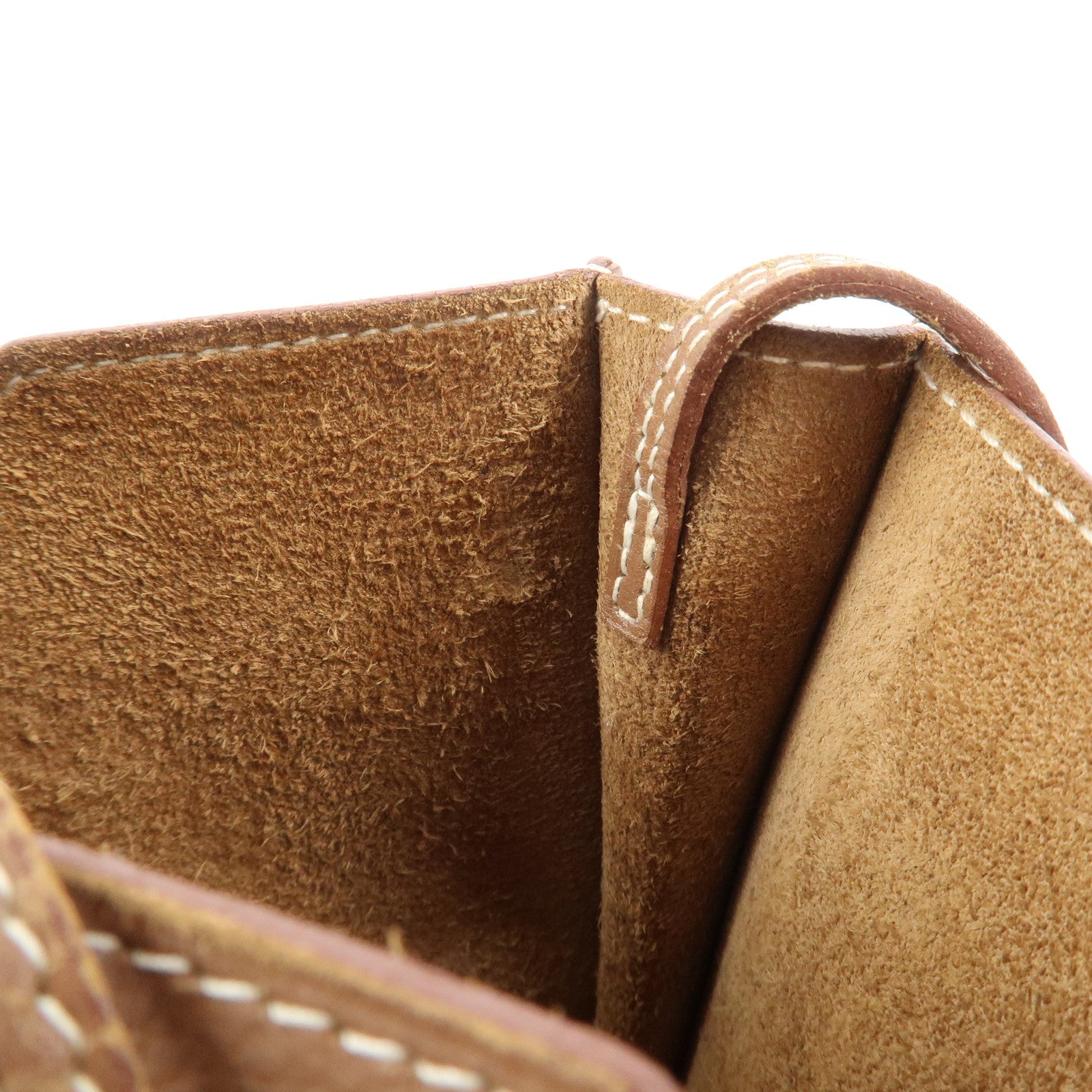 HERMES Air Line Canvas Leather Omenitu Shoulder Bag Brown