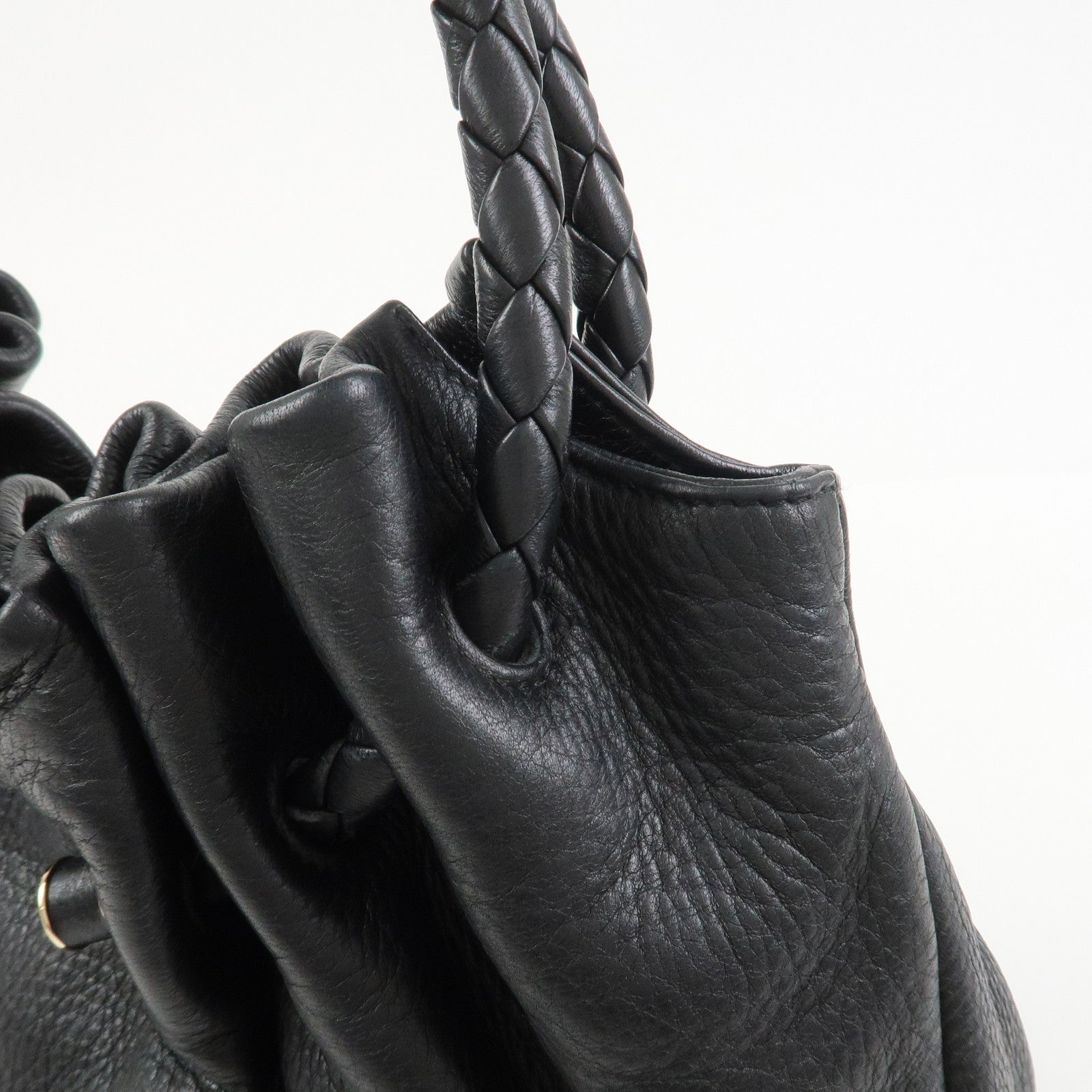 BOTTEGA VENETA Intrecciato Leather Hand Bag Shoulder Bag Black