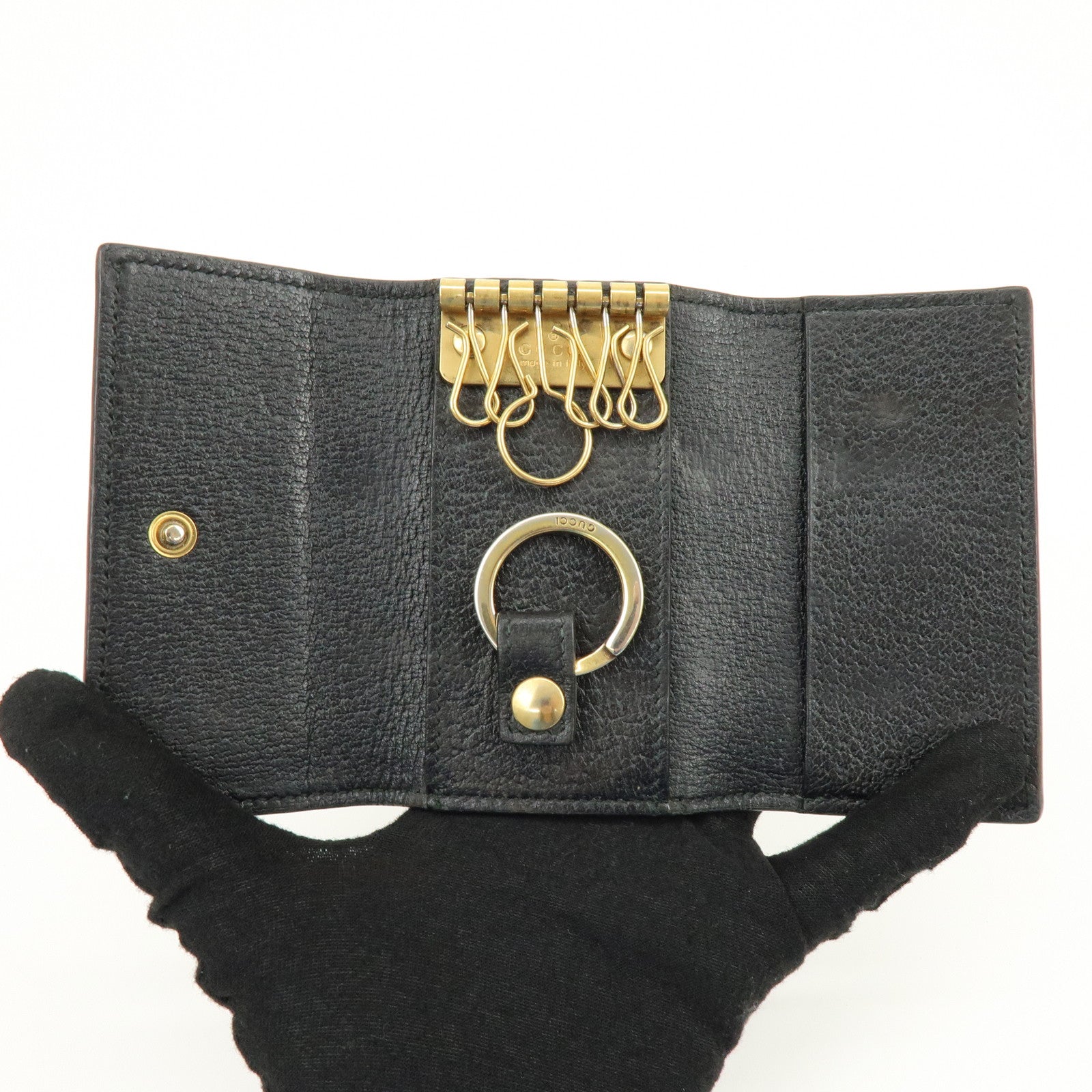 GUCCI GG Marmont Leather 6 Rings Key Case Key Holder Black 435305