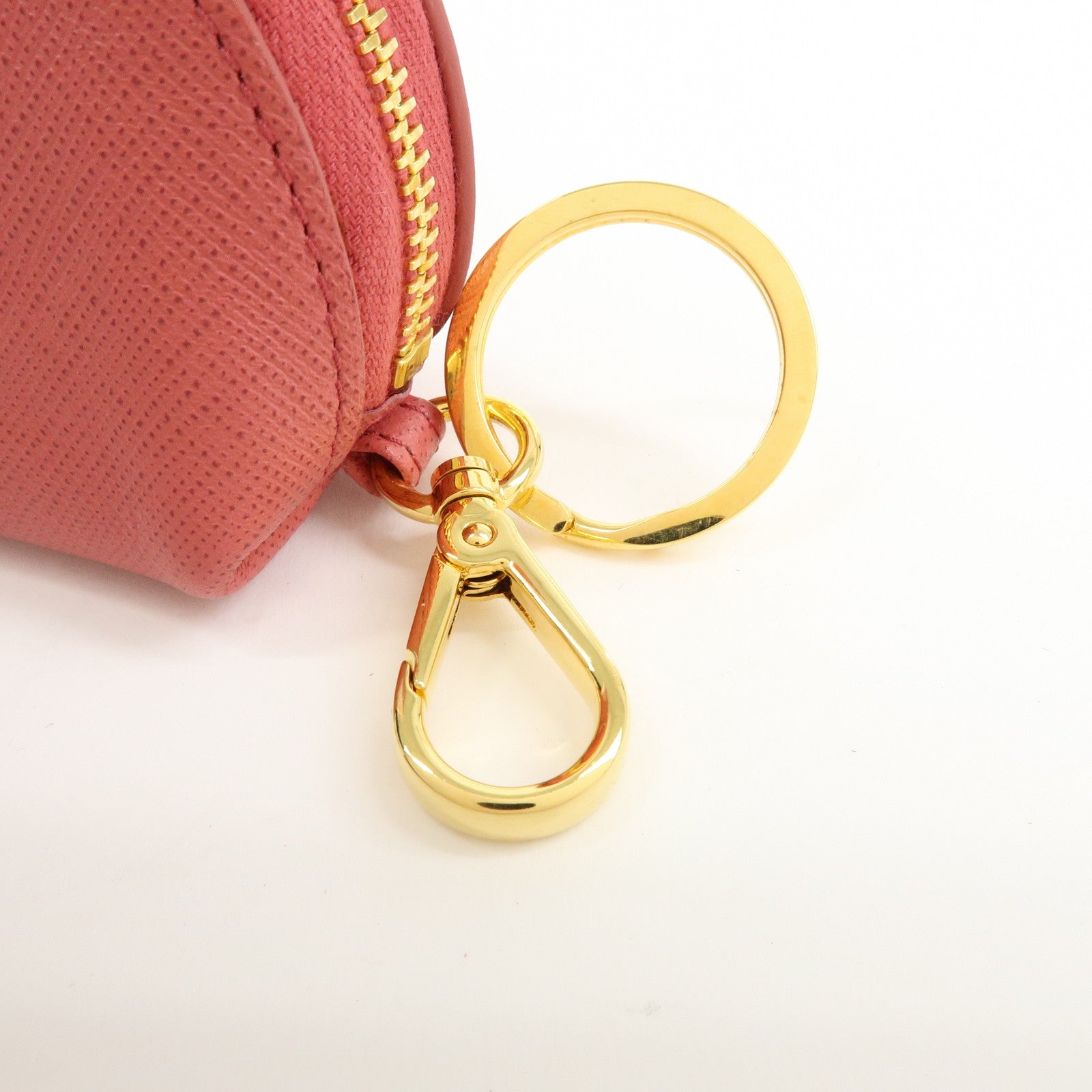 PRADA Saffiano Leather Bag Charm Accessory Pouch Pink 1M1218