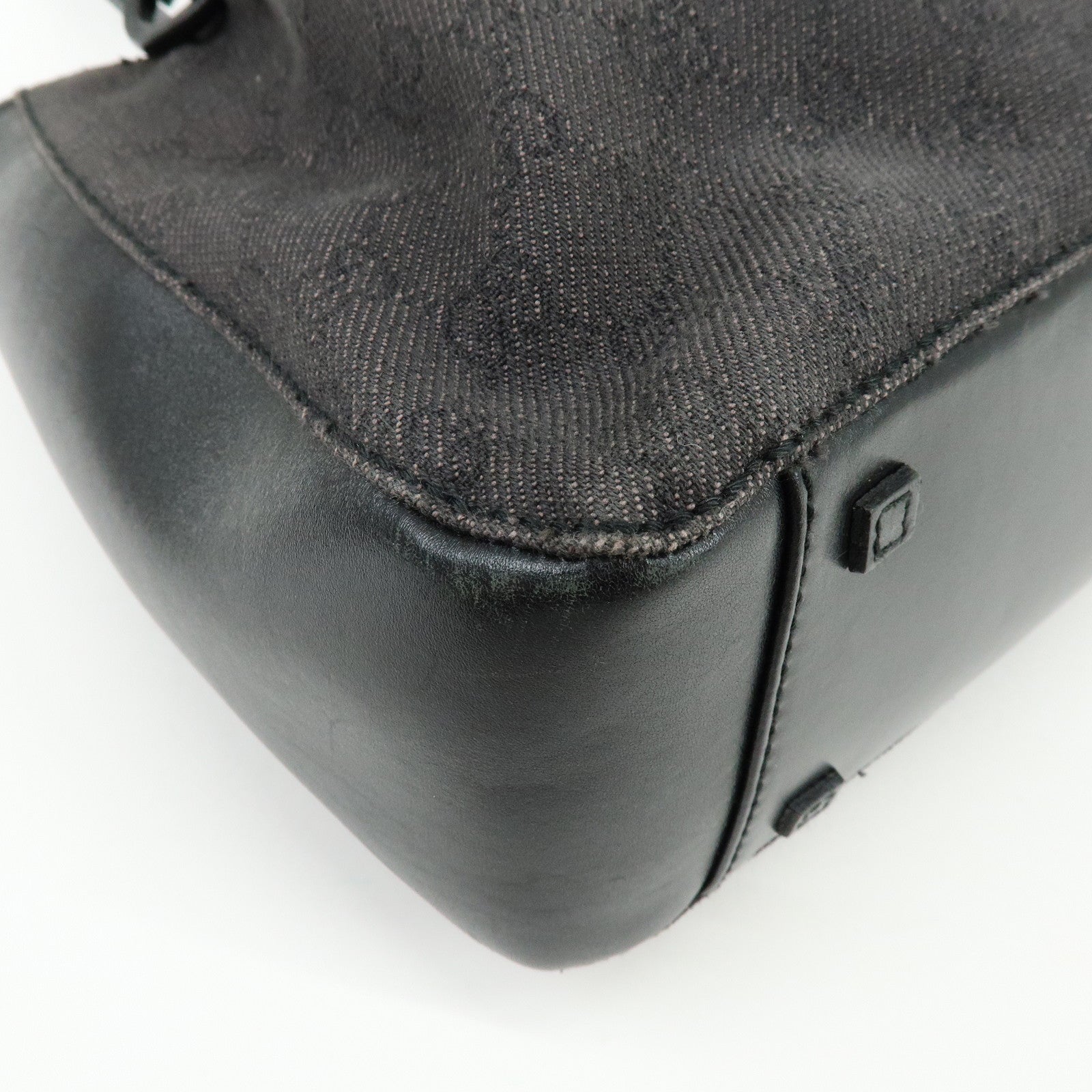 GUCCI GG Canvas Leather Tote Bag Hand Bag Black 101919