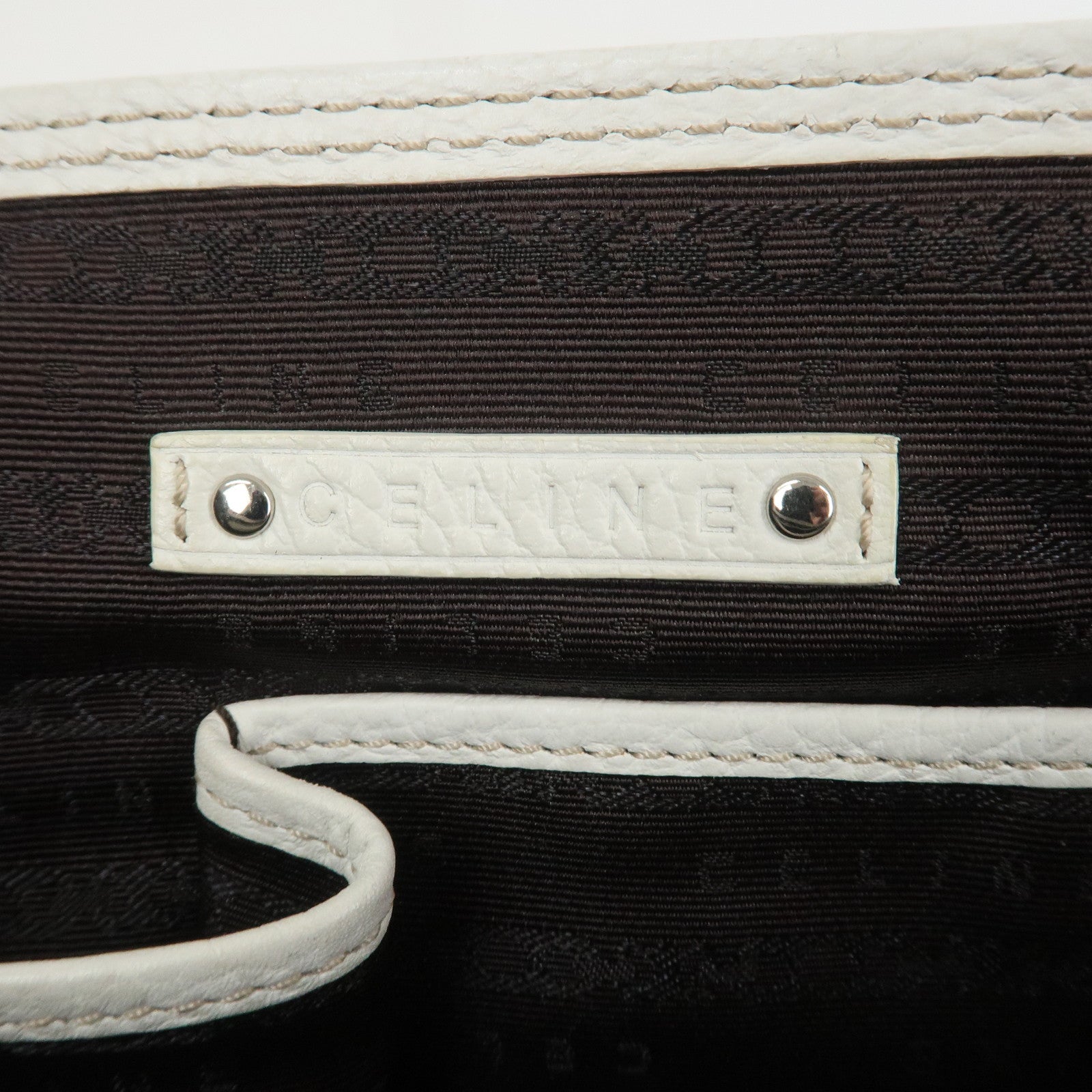 CELINE Macadam Canvas Leather Boogie Bag Hand Bag Light Blue White