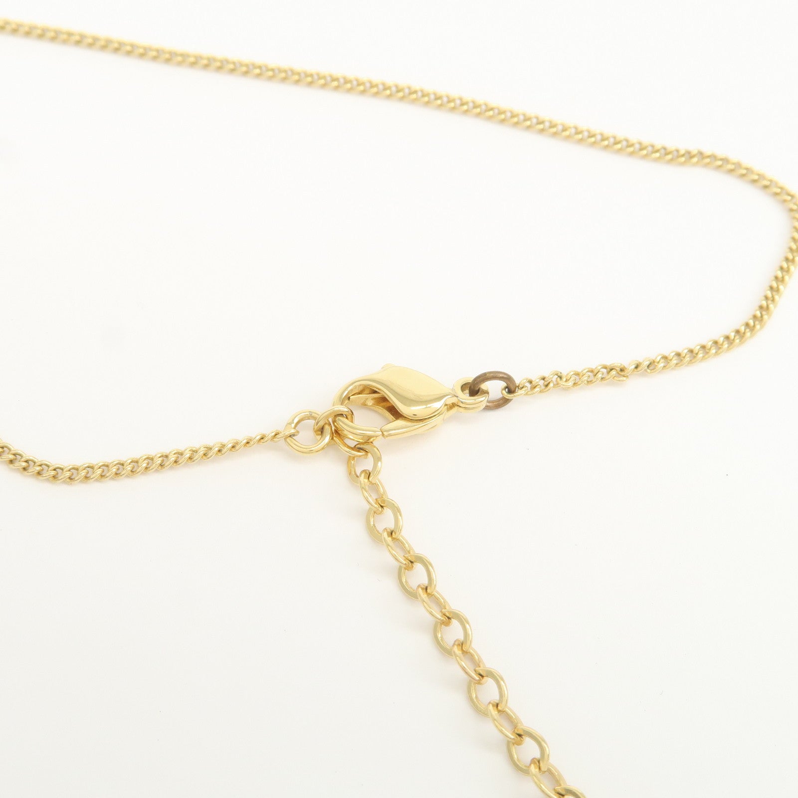 Christian Dior Logo Metal 1P Stone Necklace Choker Gold