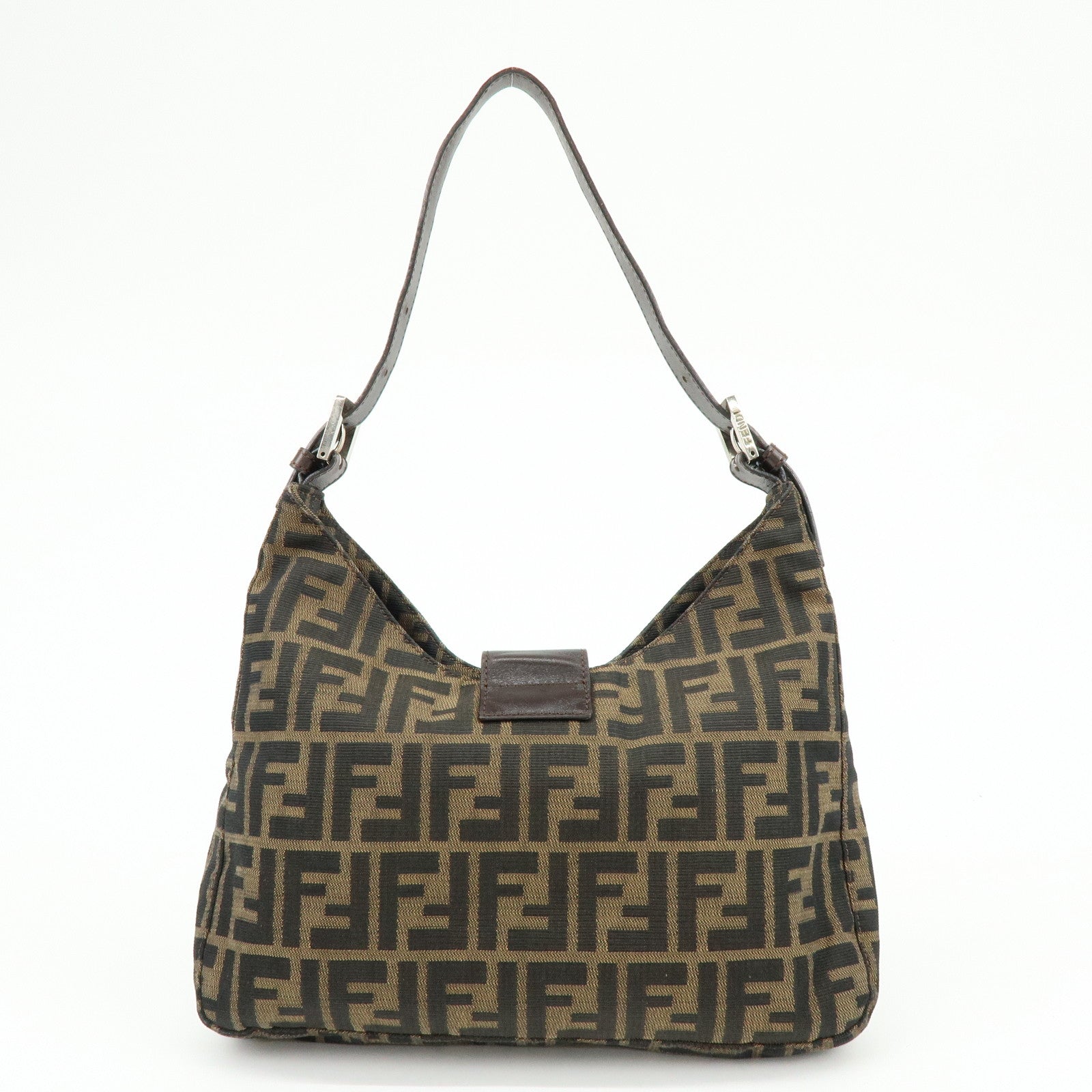 FENDI Zucca Canvas Shoulder Bag Hand Bag Brown Black 265690