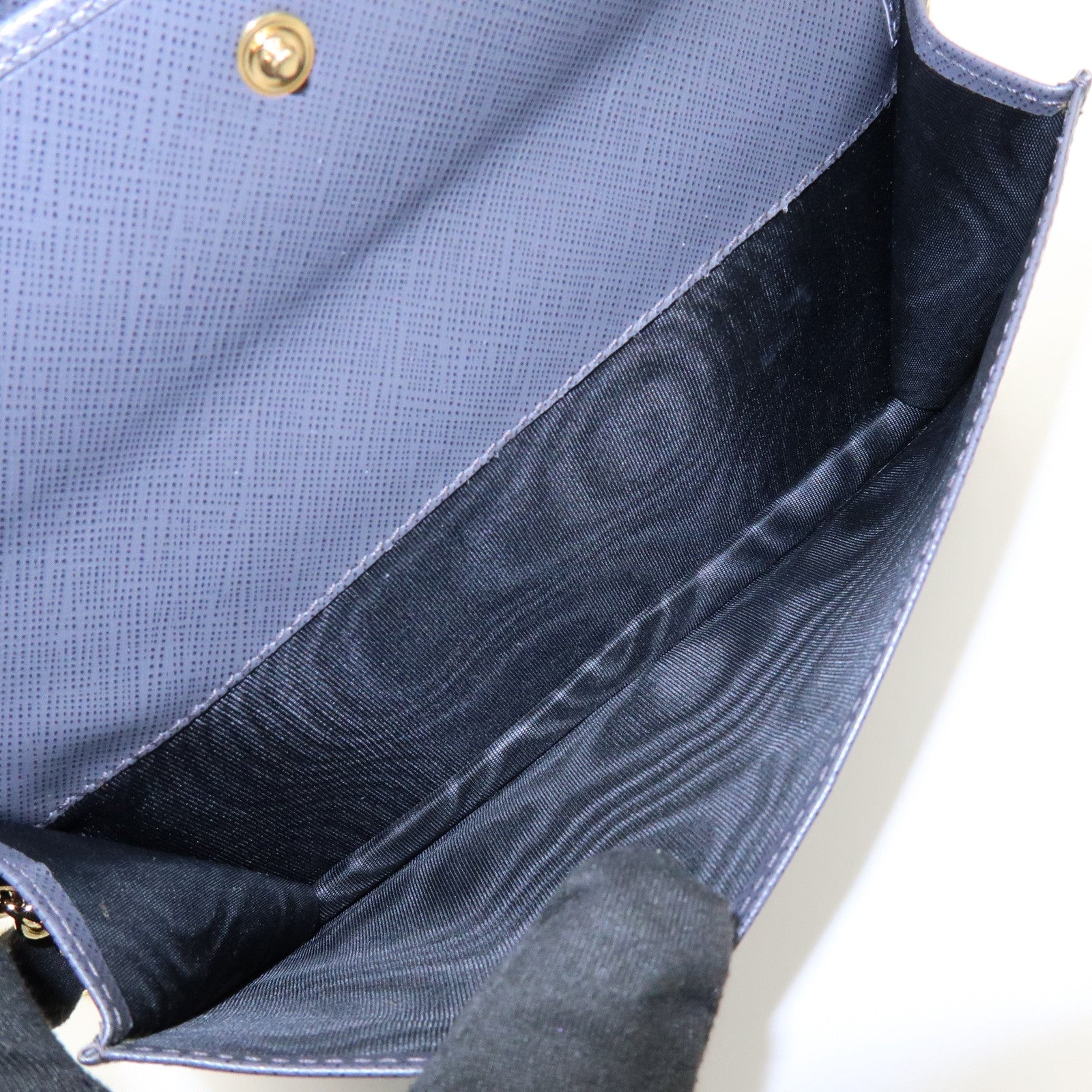 Ferragamo Varra Ribbon Leather Chain Shoulder Bag Wallet Gray