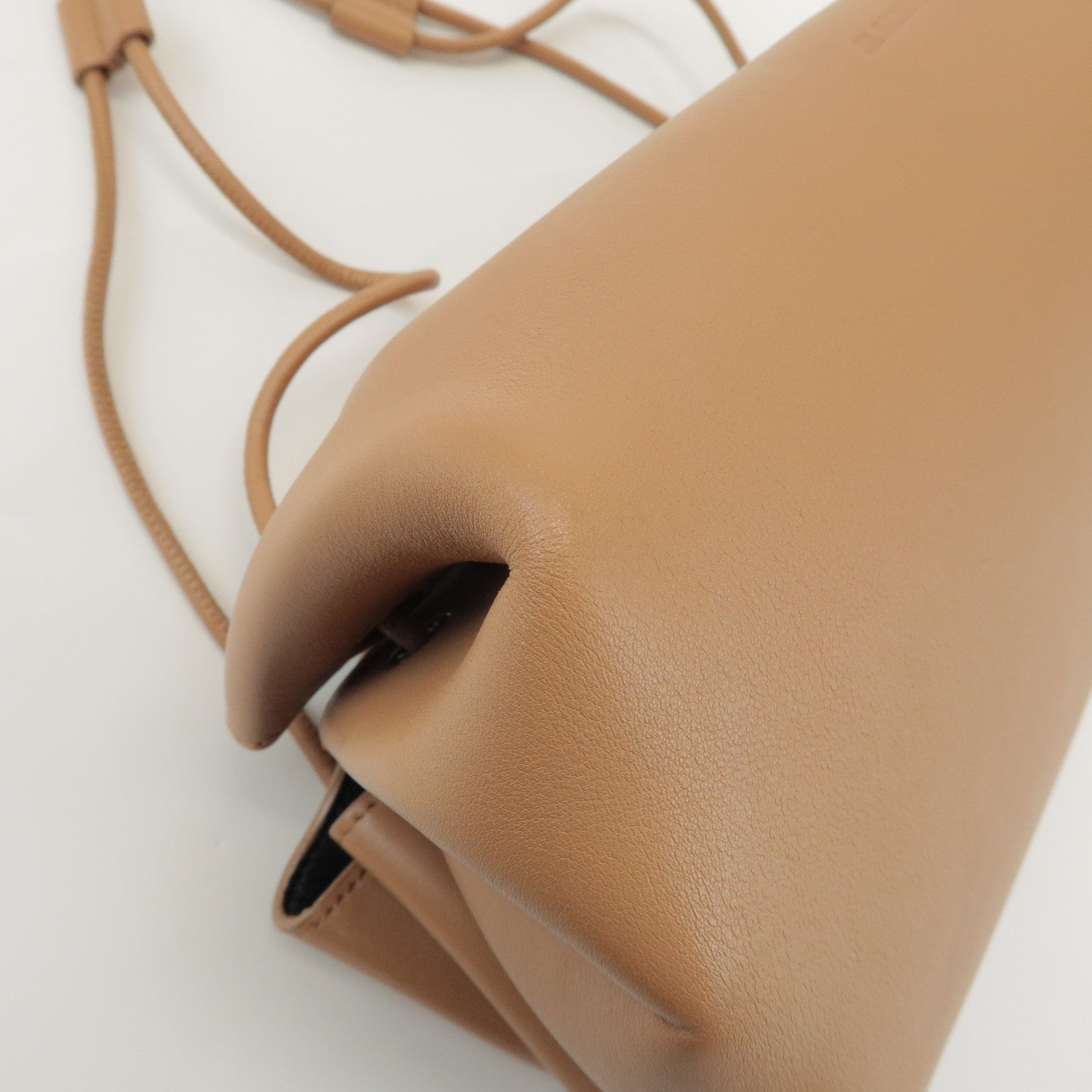 JIL SANDER Drawstring Leather Shoulder Crossbody Bag Light Brown