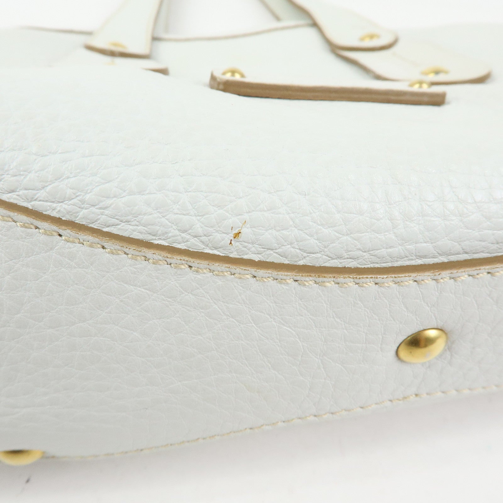 Ferragamo Logo Leather Tote Bag Hand Bag Shoulder Bag White