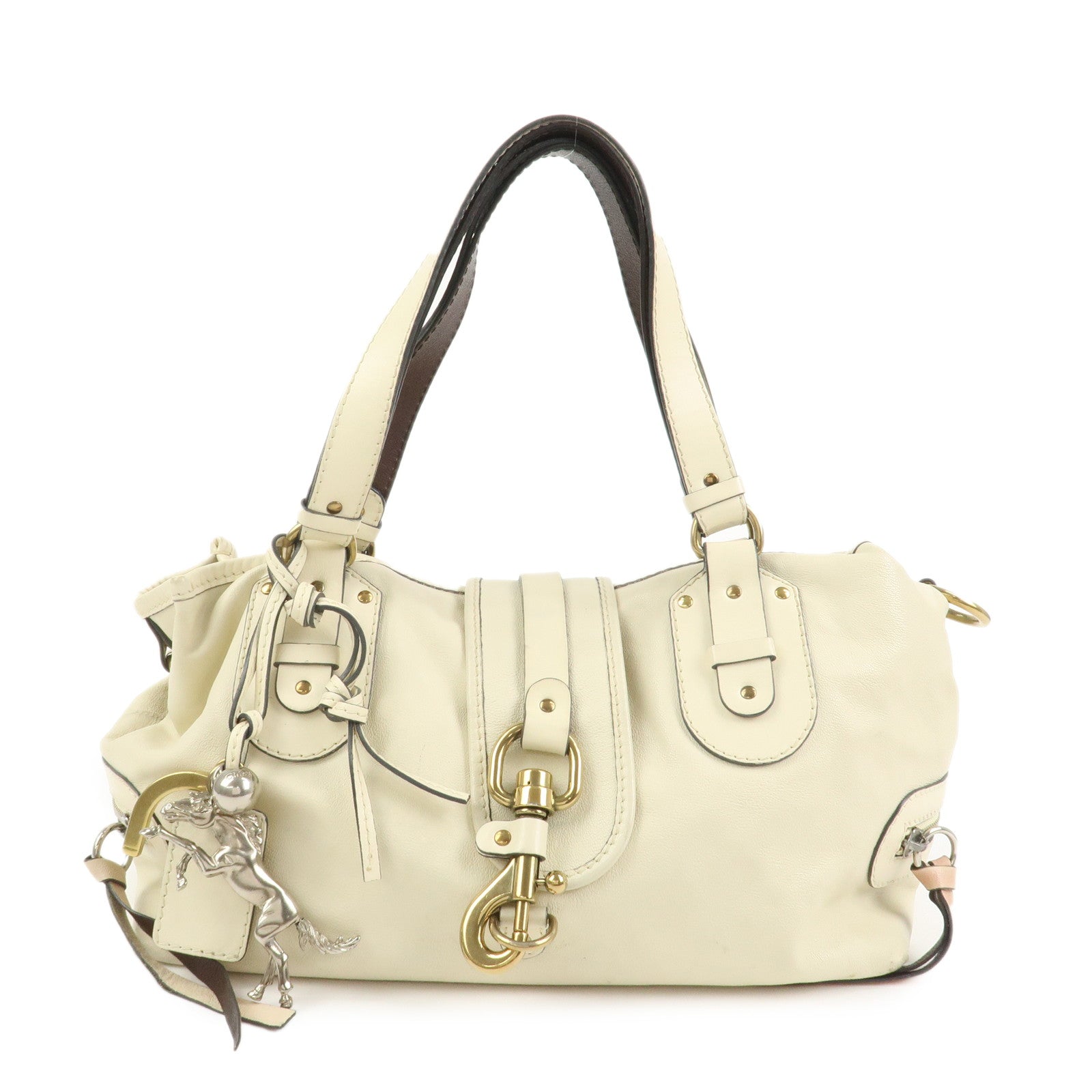 Chloe Kerala Leather Shoulder Bag Hand Bag Ivory Brown