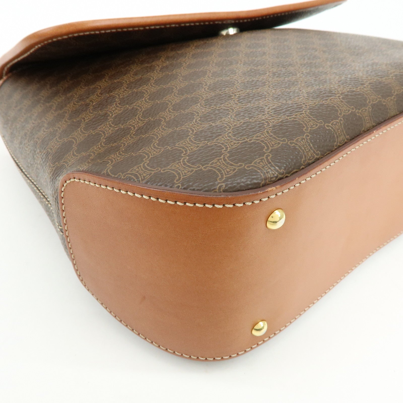 CELINE Macadam PVC Leather 2Way Shoulder Bag Hand Bag Brown