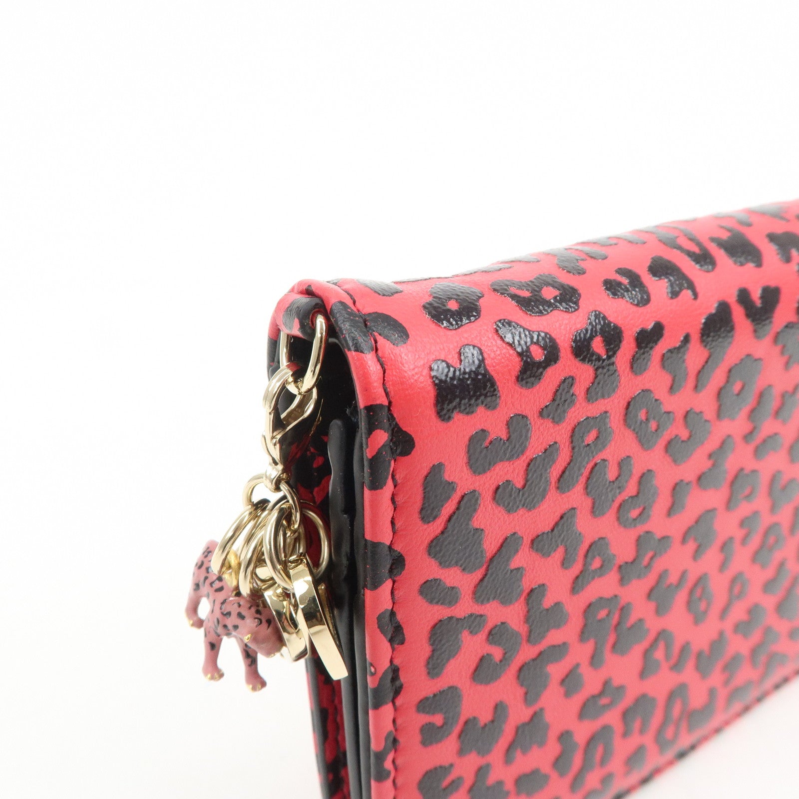 Christian Dior Leopard Embossed Leather Bi-fold Compact Wallet Pink