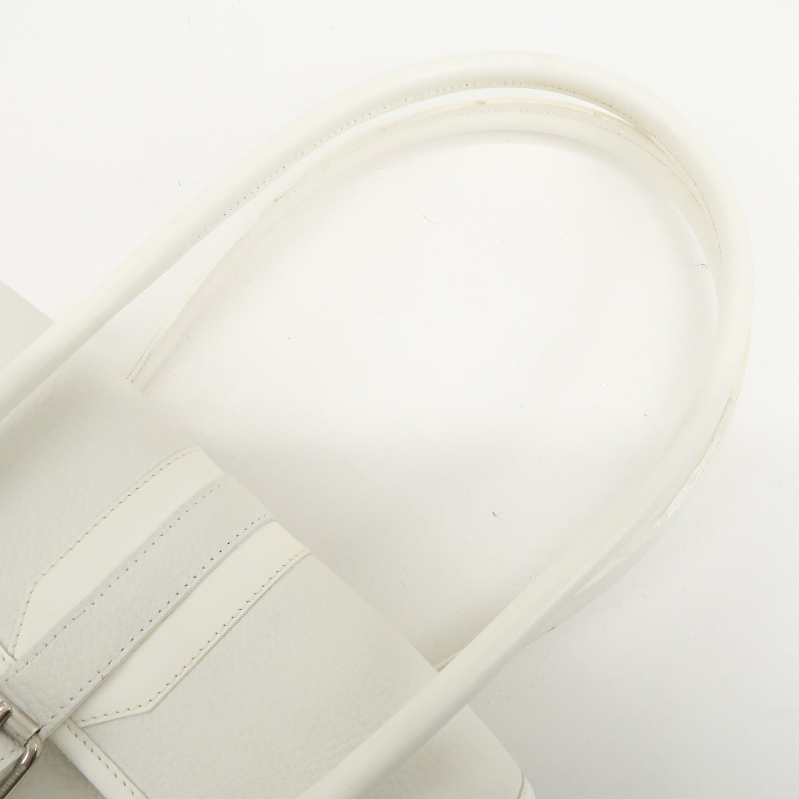 BURBERRY Leather Shoulder Bag Hand Bag White