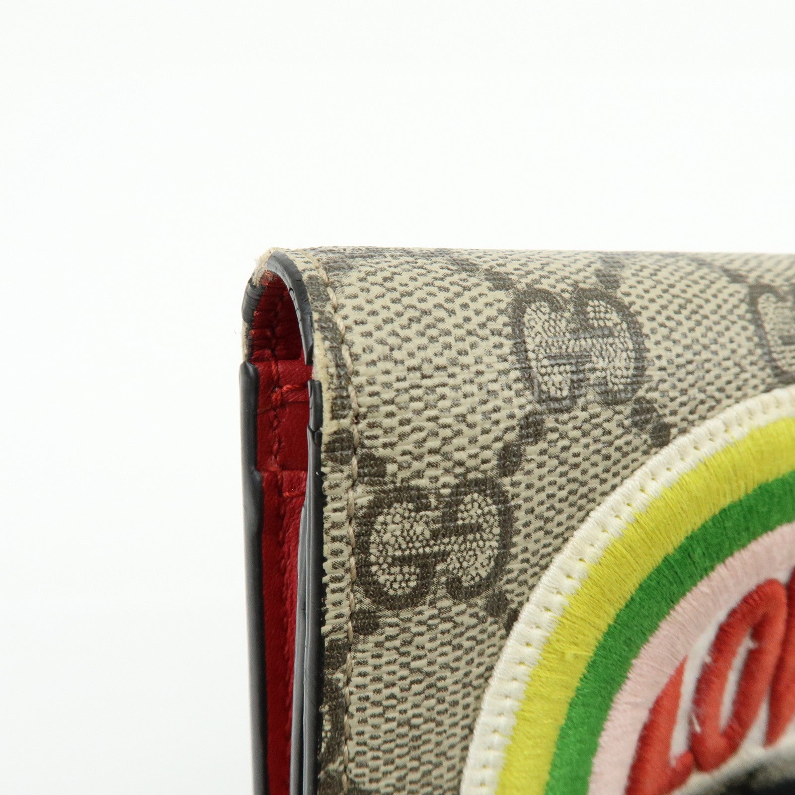 GUCCI LOVE Rainbow GG Supreme PVC Leather Compact Wallet 476412