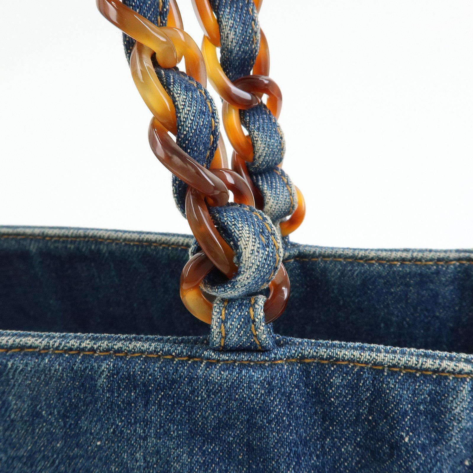 CHANEL COCO Mark Denim Tote Bag Shoulder Bag Blue