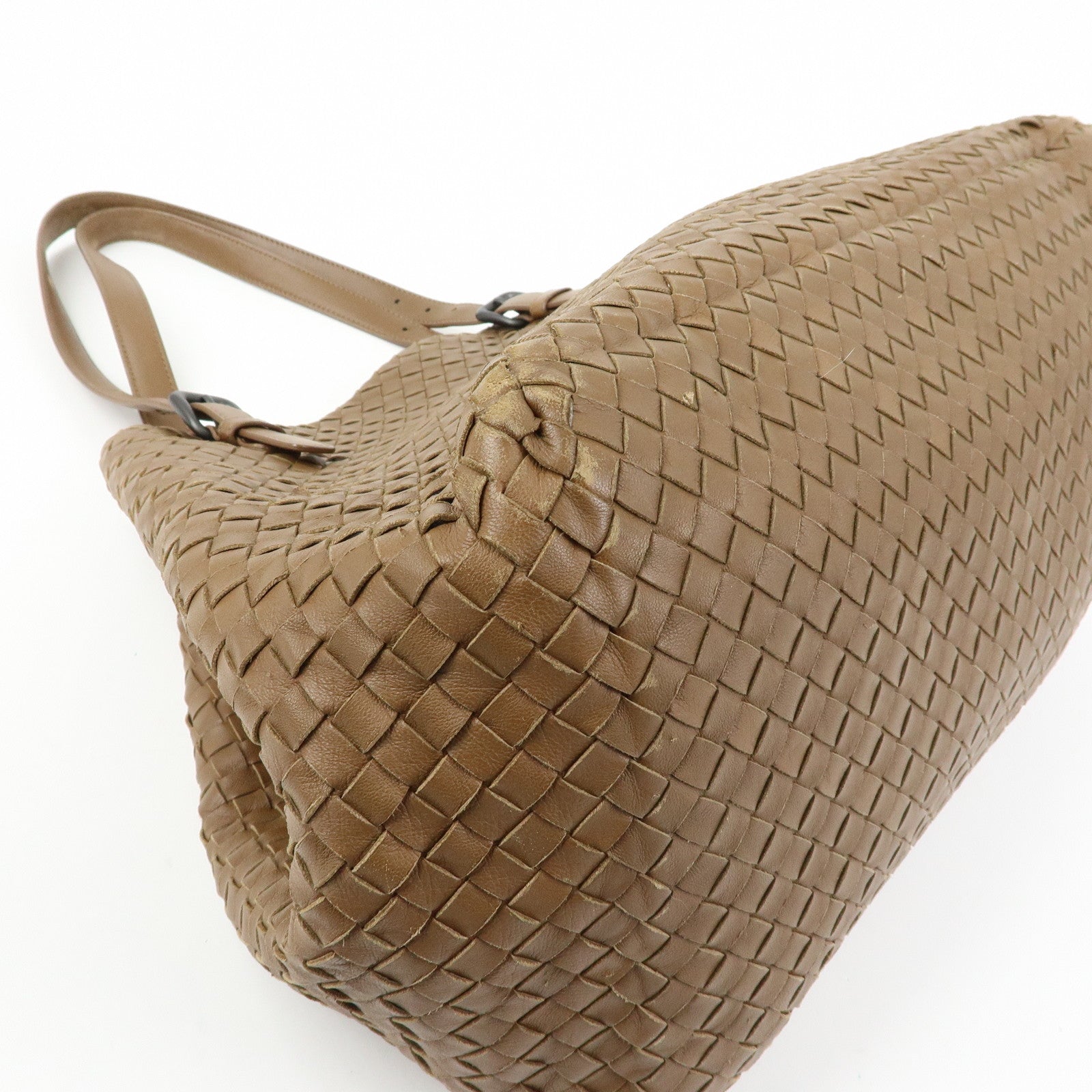 BOTTEGA VENETA Cesta Intrecciato Leather Shoulder Tote Bag Brown