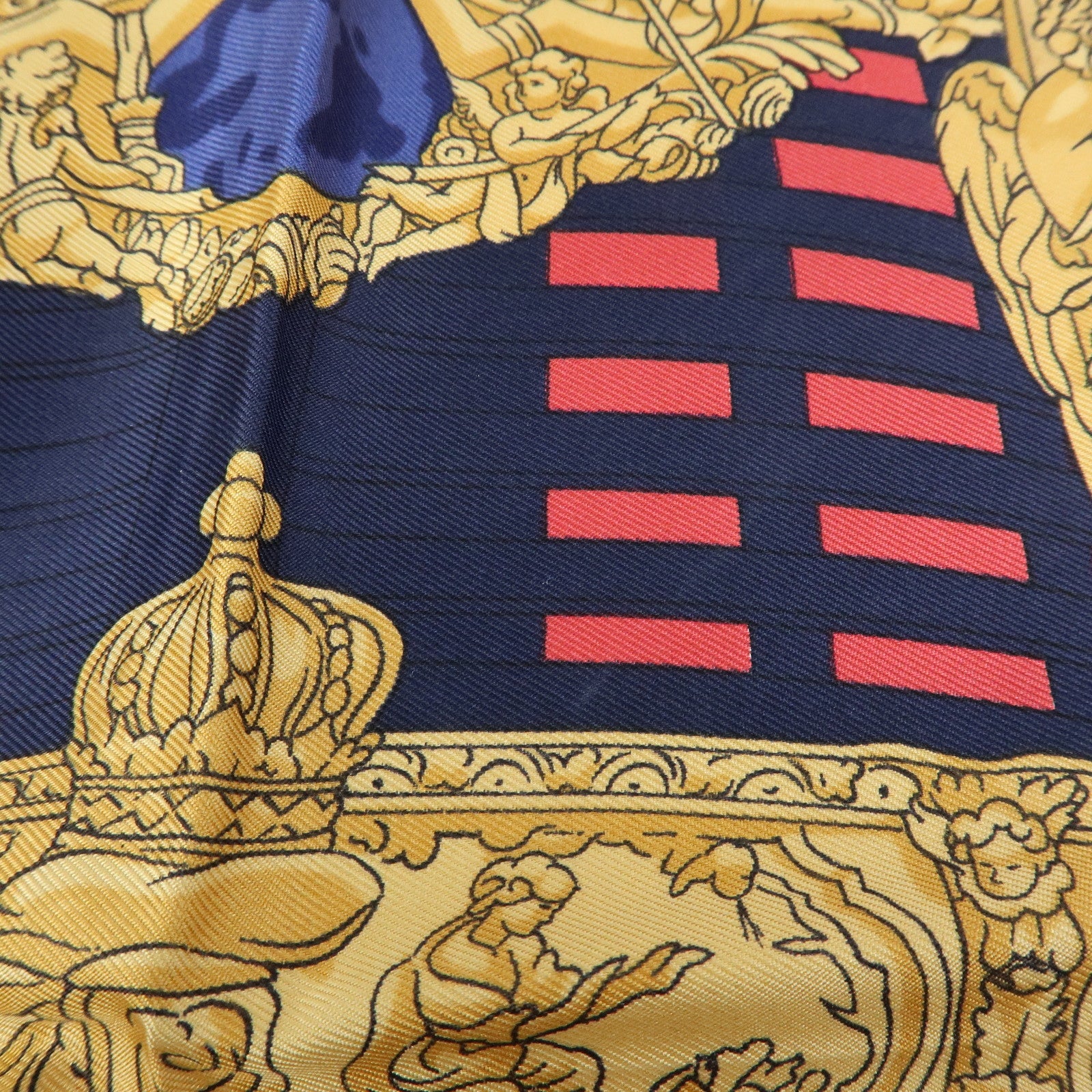 HERMES Carre 90 Silk 100% Scarf VUE DU CARROSSE DE LA GALERE White