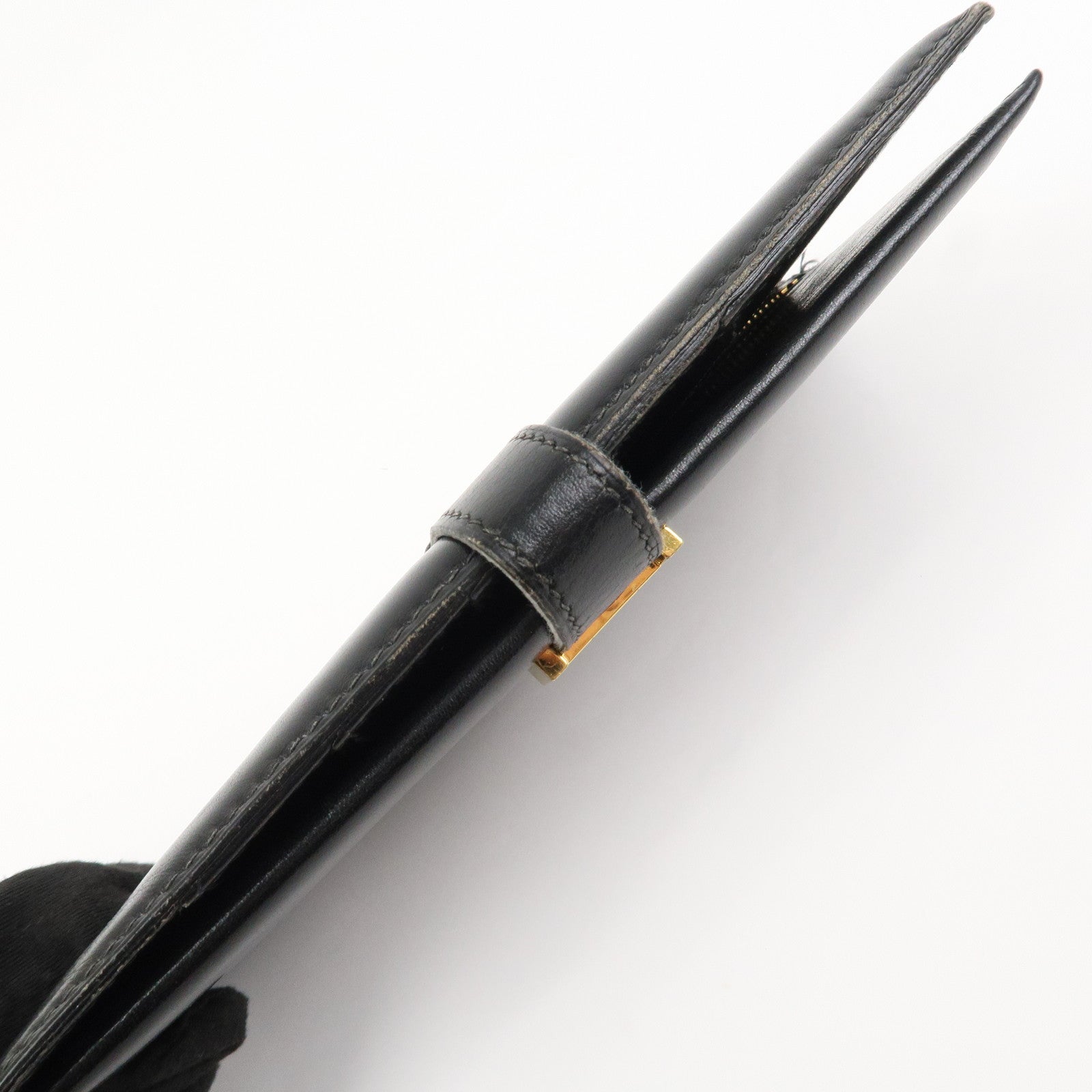 HERMES Box Calf Leather Beant Classic Long Wallet Black