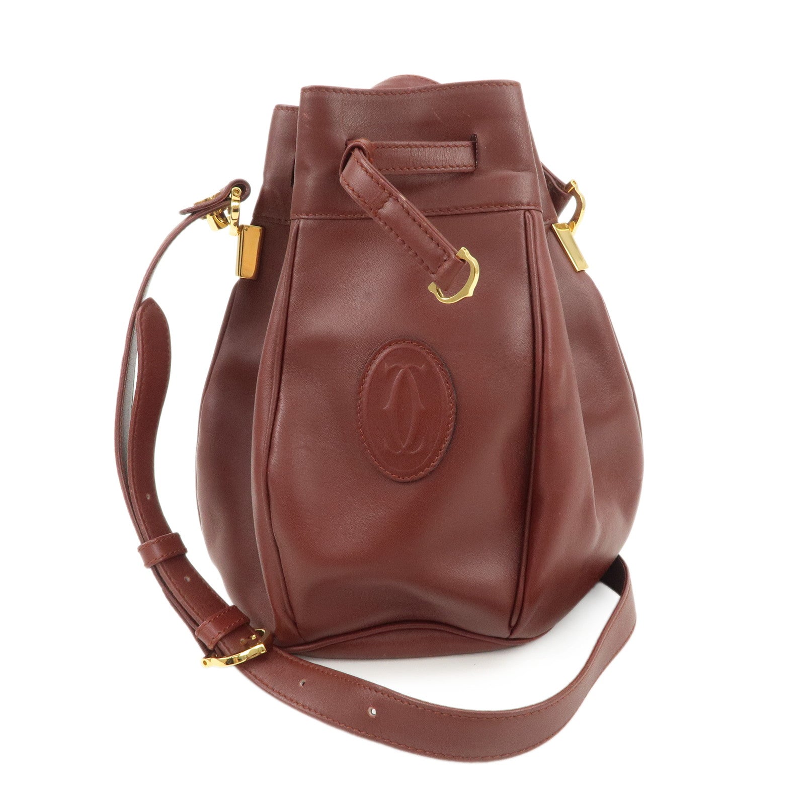 Cartier Must de Cartier Calf Leather Shoulder Bag Burgundy