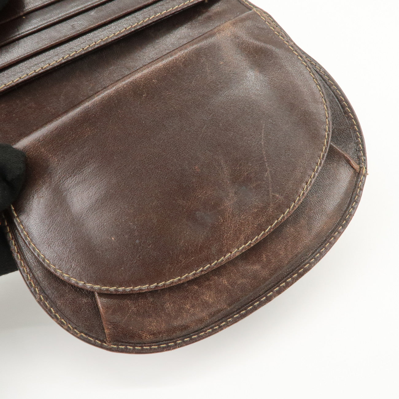 FENDI Zucca Canvas Leather Compact Wallet Black Brown 01223