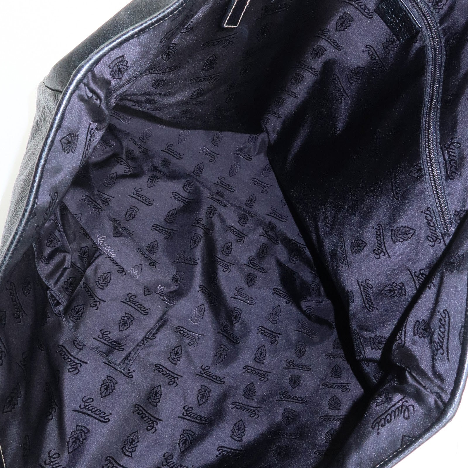 GUCCI Hysteria Leather Tote Bag Hand Bag Black 211126