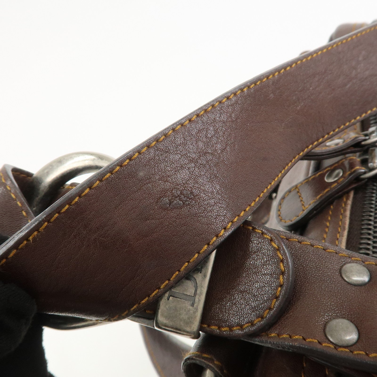 Christian Dior Gaucho Leather Shoulder Bag Hand Bag Brown