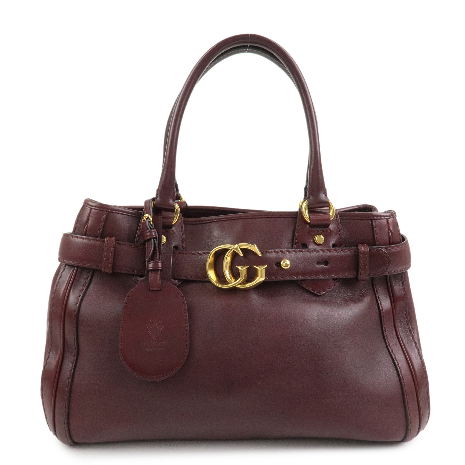 GUCCI GG Running Leather Tote Bag Hand Bag Wine Red 247183