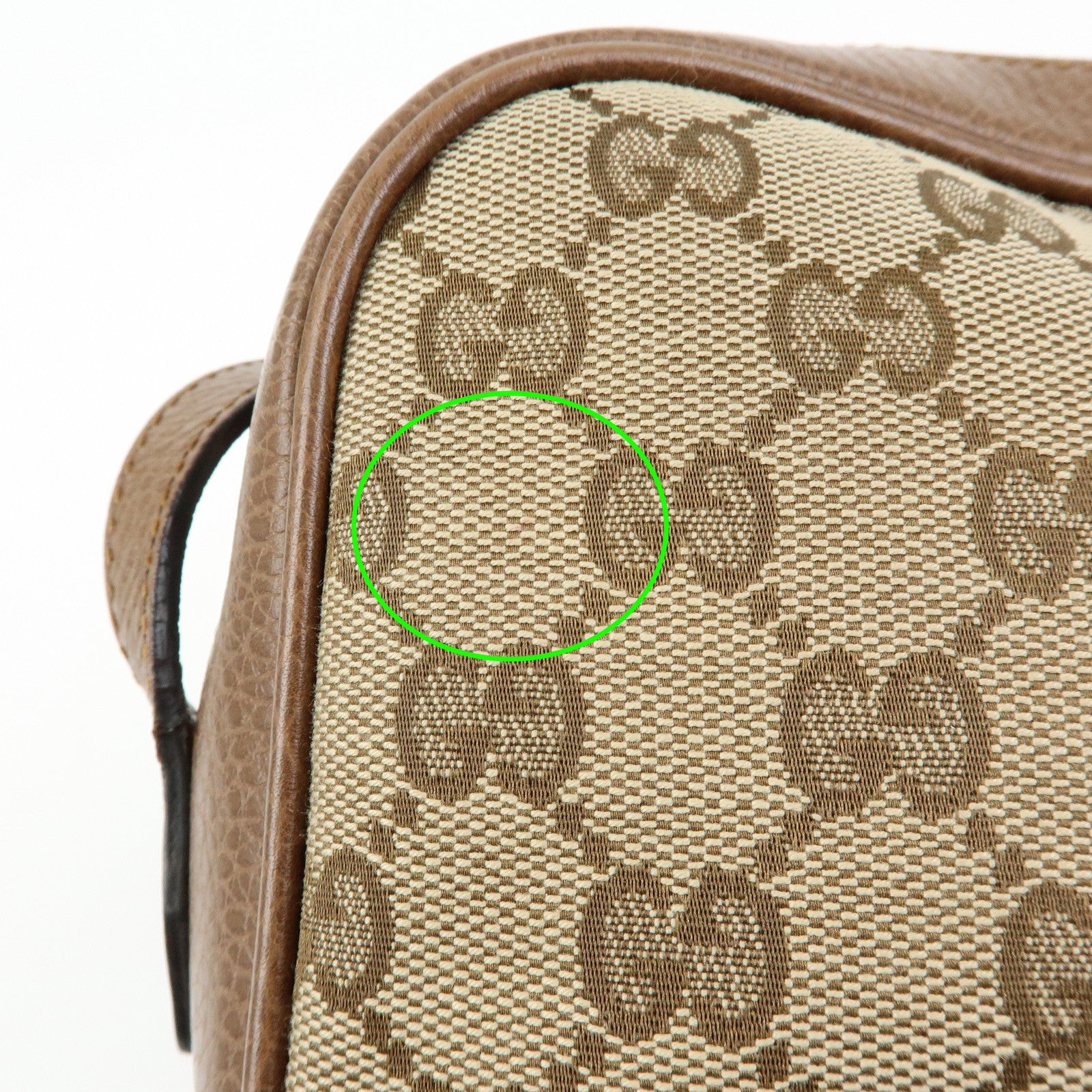 GUCCI Interlocking G Canvas Leather Shoulder Crossbody Bag 449413