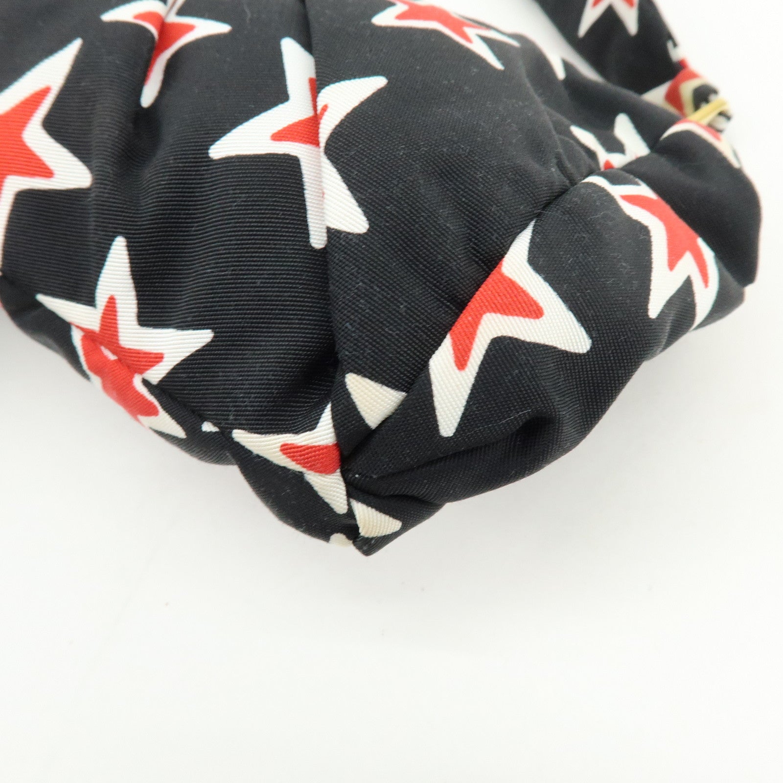 MIU MIU Nylon Clutch Bag Pouch Black Red Star Motif 5NE455