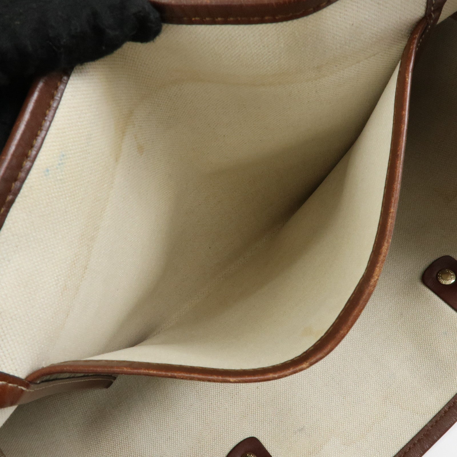 GUCCI GG Supreme Sherry Leather Tote Bag Beige Brown 211134