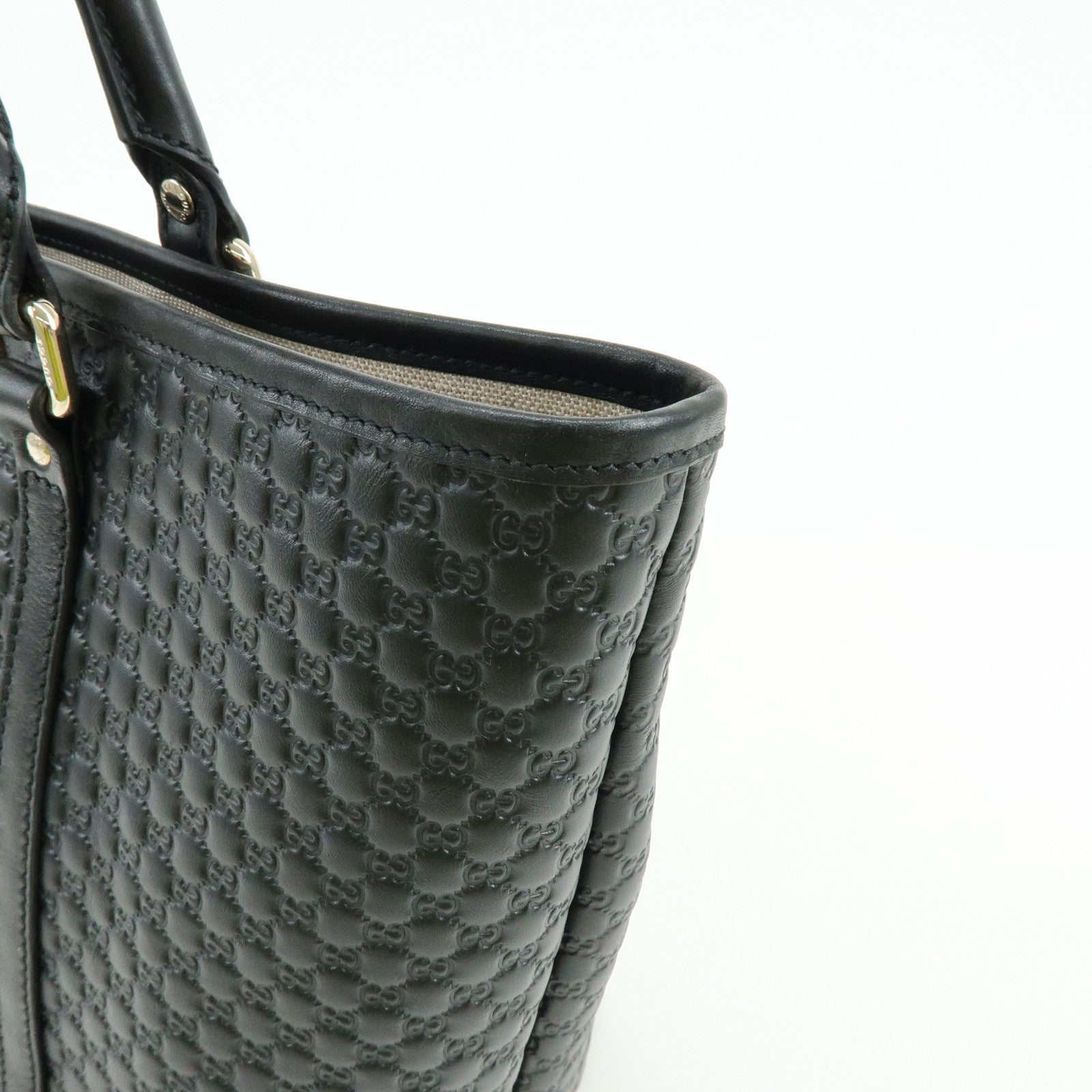 GUCCI Microguccissima Leather Tote Bag Shoulder Bag Black 449647