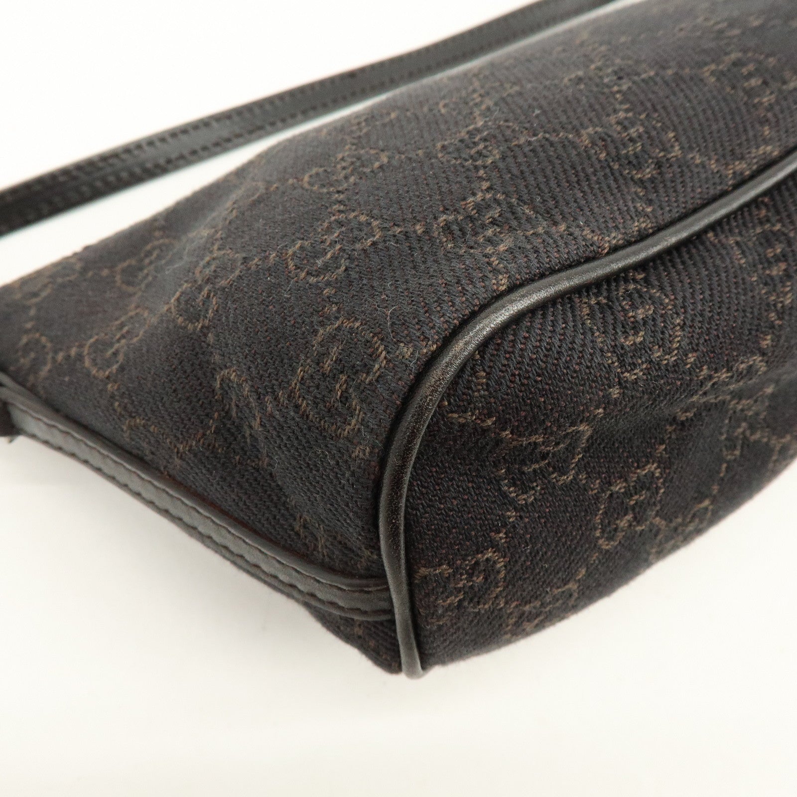 GUCCI Boat Bag GG Canvas Leather Hand Bag Brwon 07198