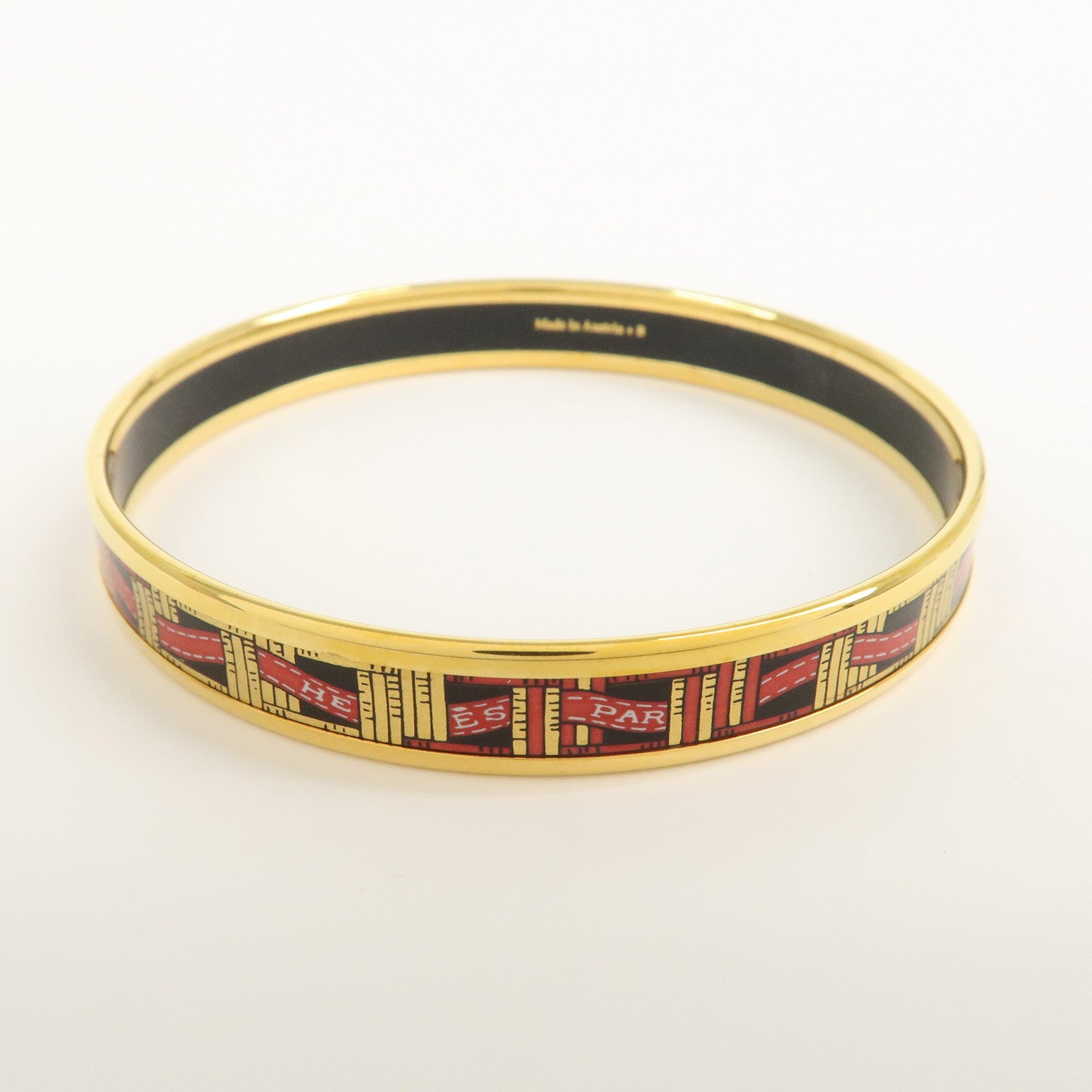 HERMES Email PM Bracelet Bangle Red Black