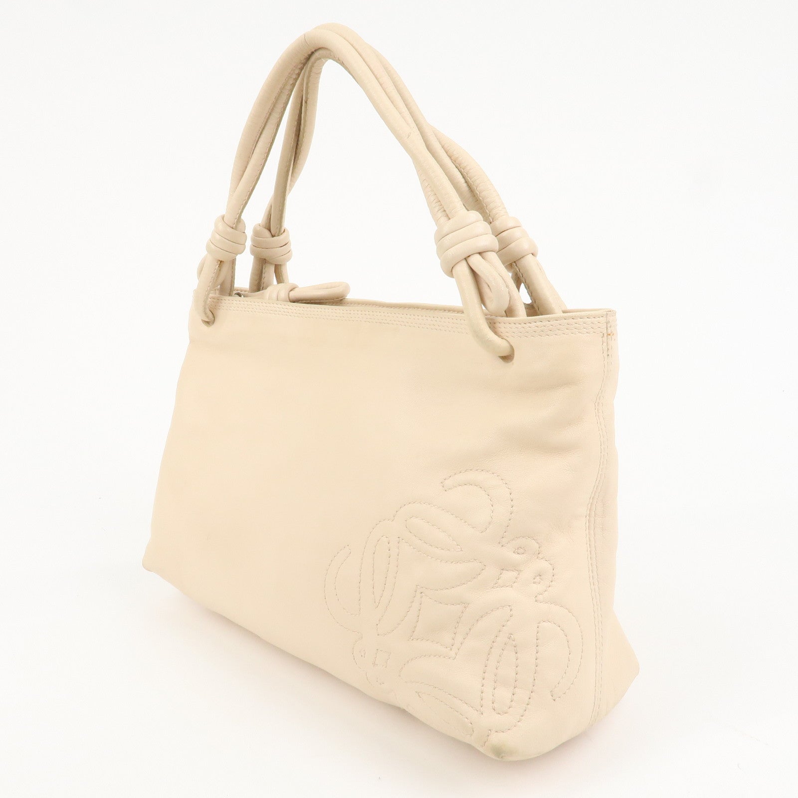 LOEWE Anagram Nappa Leather Hand Bag Shoulder Bag Beige
