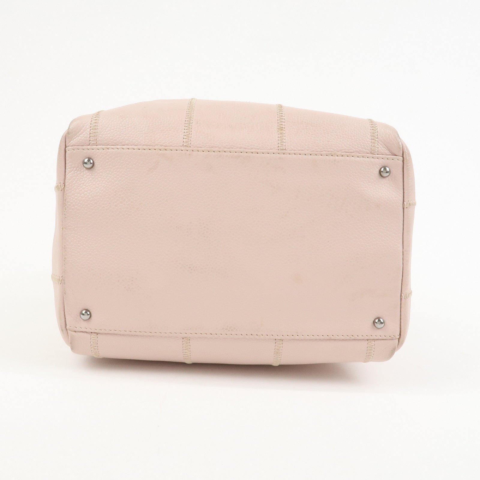 CHANEL Chocolate Bar COCO Mark Caviarskin Mini Boston Bag A26134