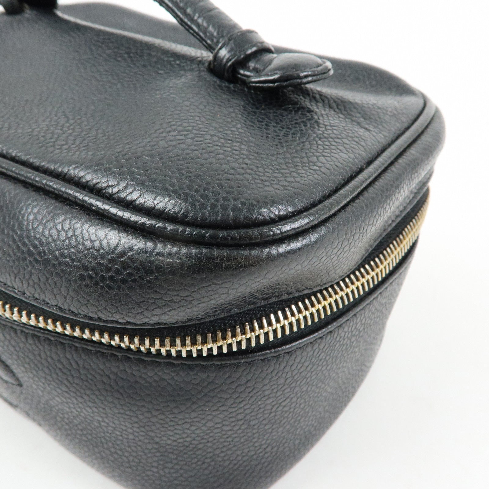 CHANEL COCO Mark Caviarskin Hand Bag Vanity Case Black A01997