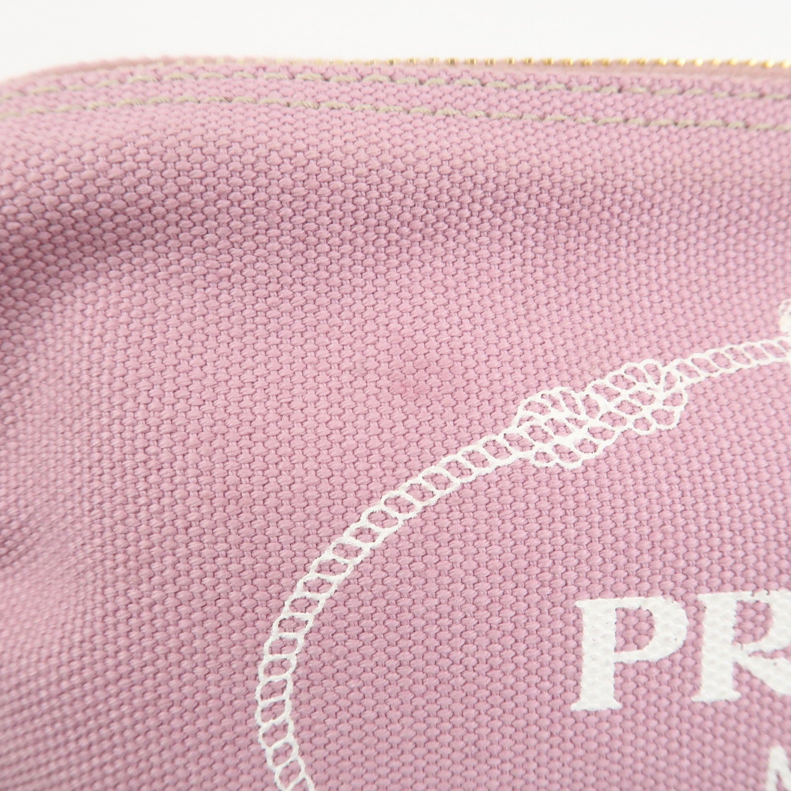 PRADA Logo Canapa Canvas Cosmetic Pouch Makeup Bag Pink 1NA693