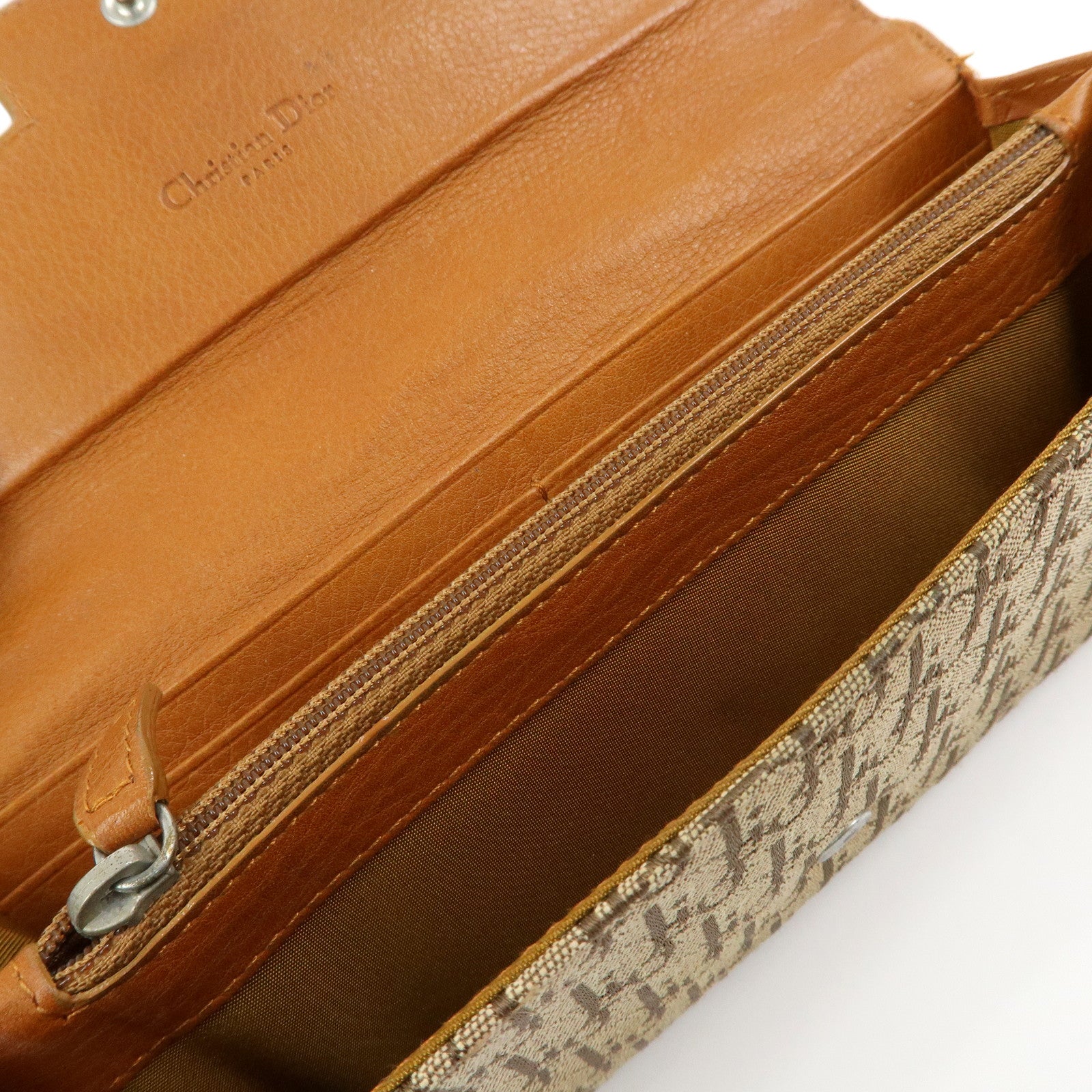 Christian Dior Trotter Street Chic Canvas Leather Long Wallet Brown