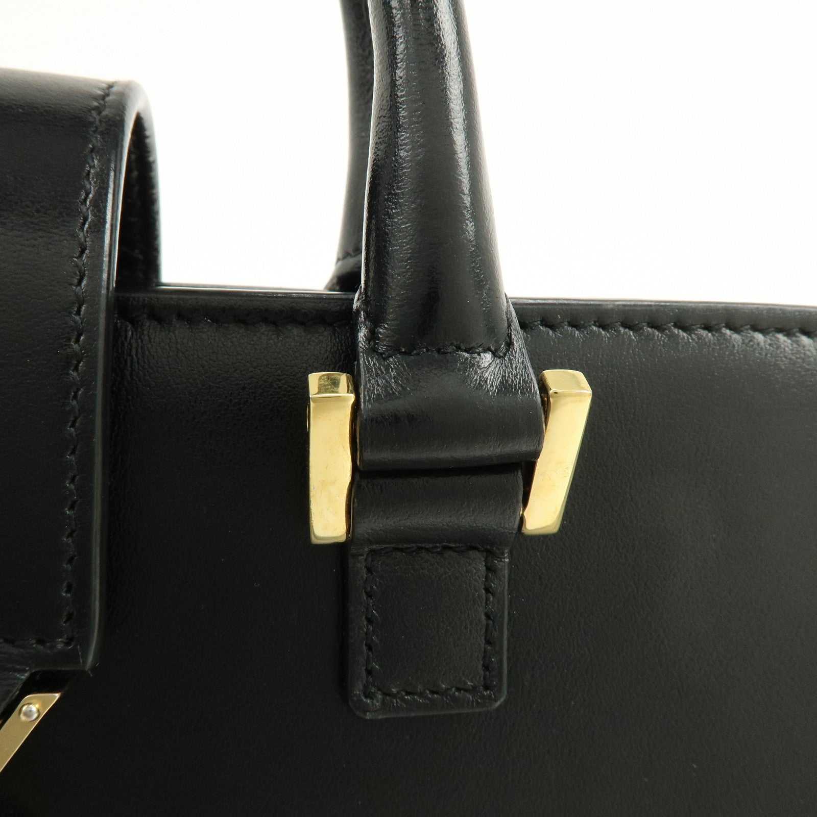 SAINT LAURENT PARIS Baby Cabas Cassandra Leather Hand Bag Black