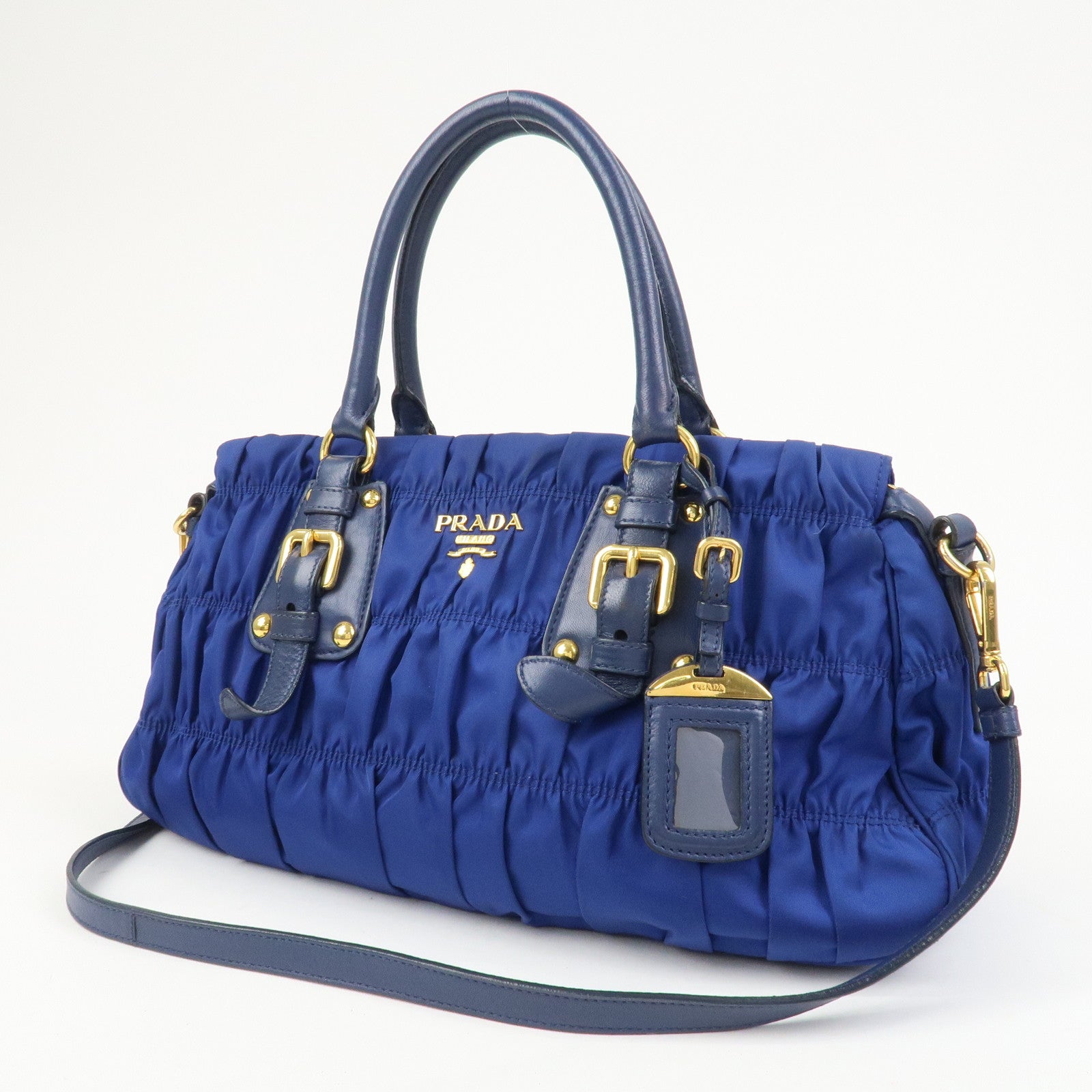 PRADA Logo Nylon Leather 2Way Bag Hand Bag Shoulder Bag BN 1407