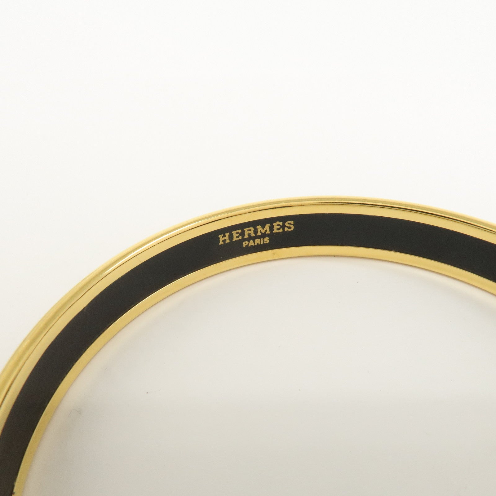 HERMES Email PM Gold Plated Bracelet Bangle Orange