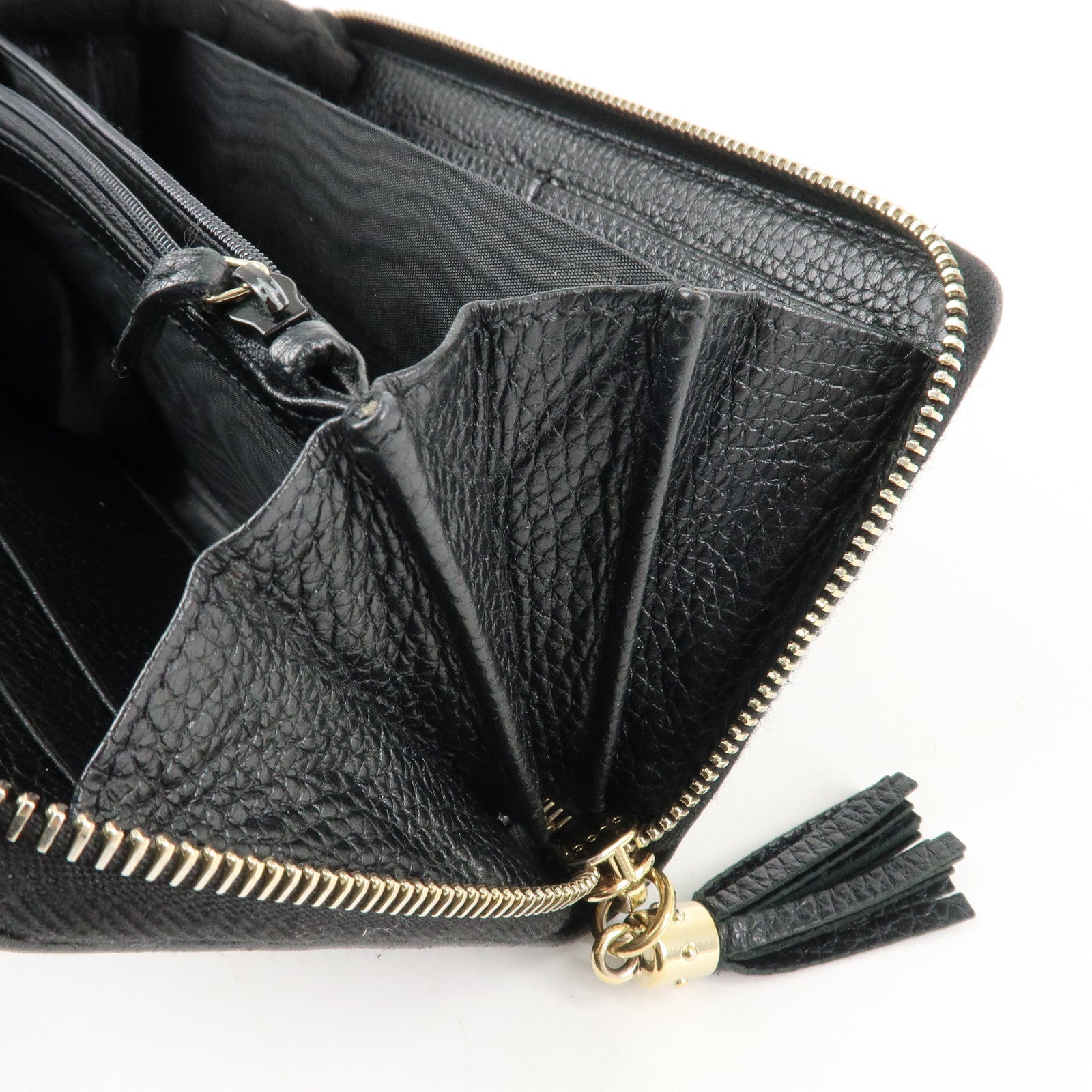 GUCCI SOHO Leather Zip Around Long Wallet Black Used