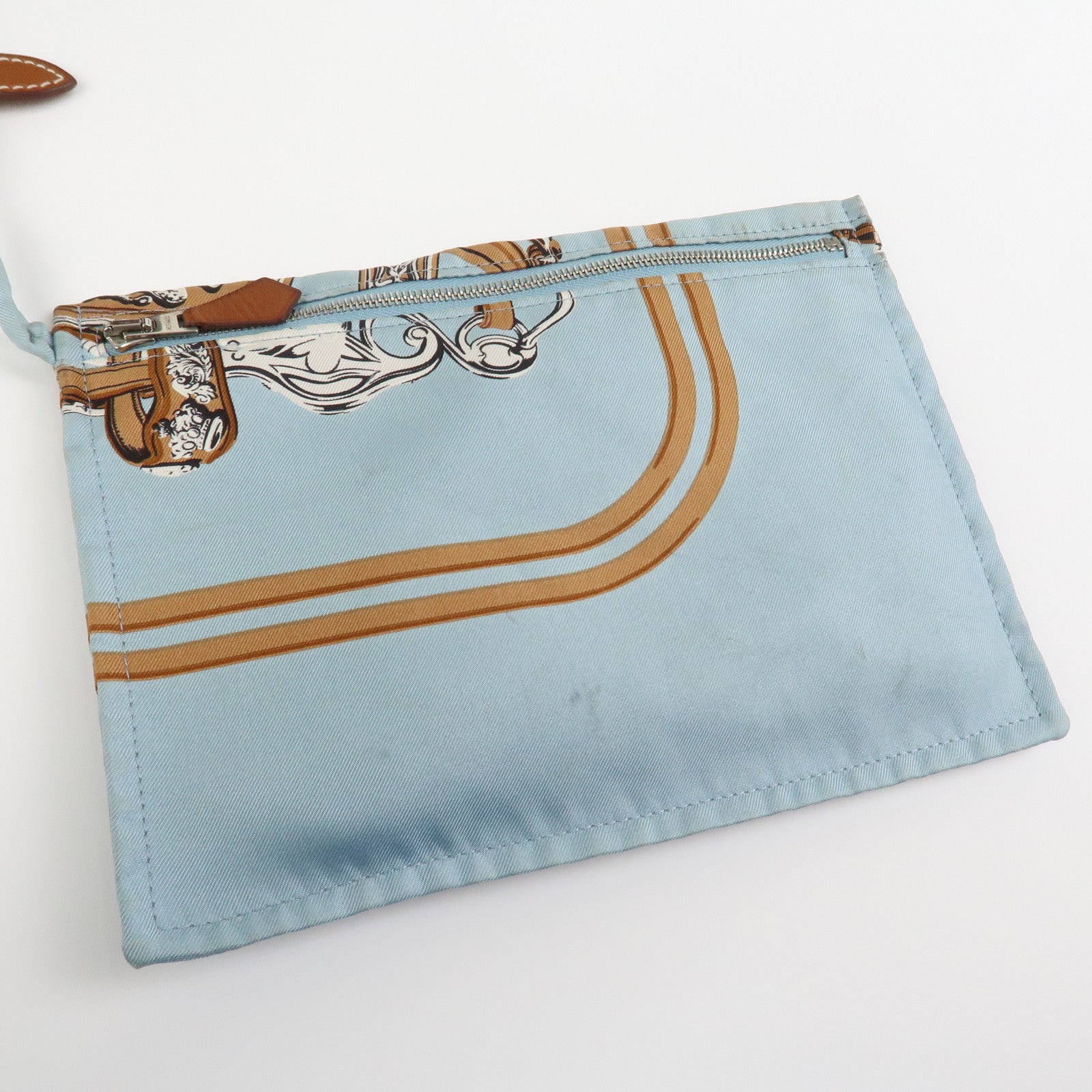 HERMES Silky City MM Canvas Leather Shoulder Bag BRIDES de GALA