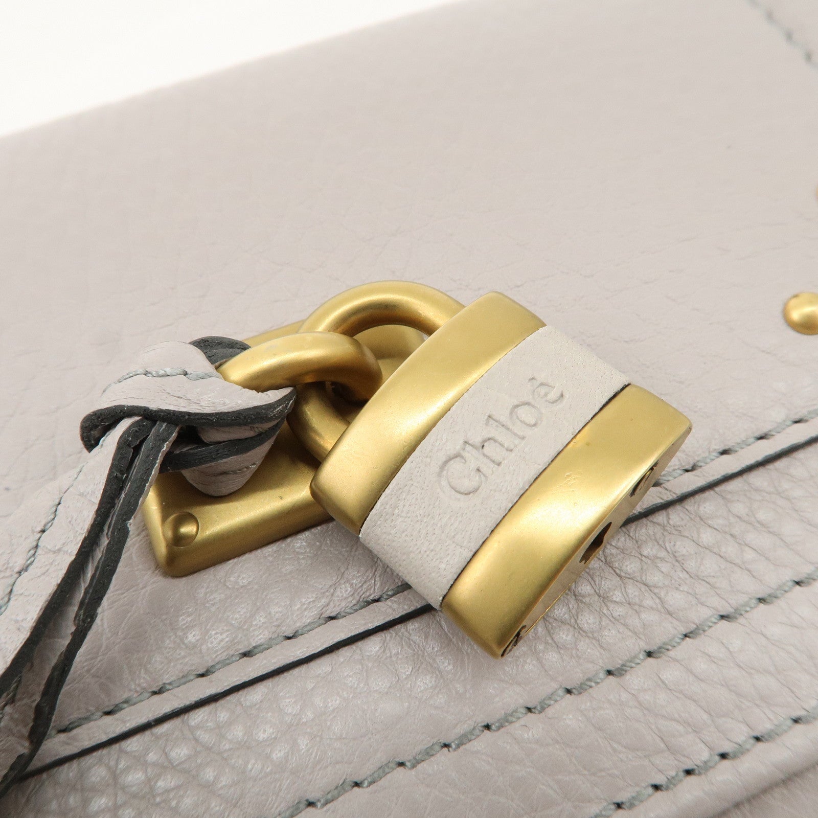 Chloe Paddington Leather Bi-fold Long Wallet Gray Used