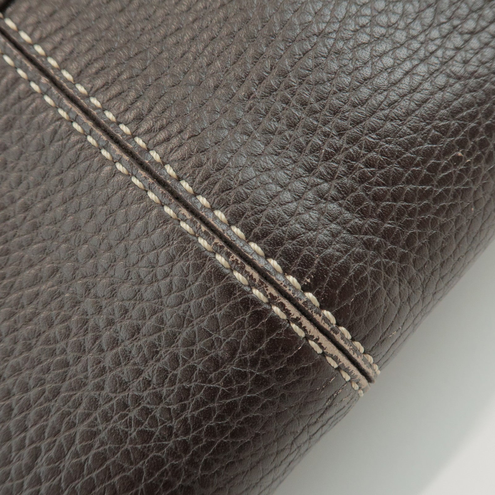 TOD'S Leather Shoulder Bag Hand Bag Dark Brown